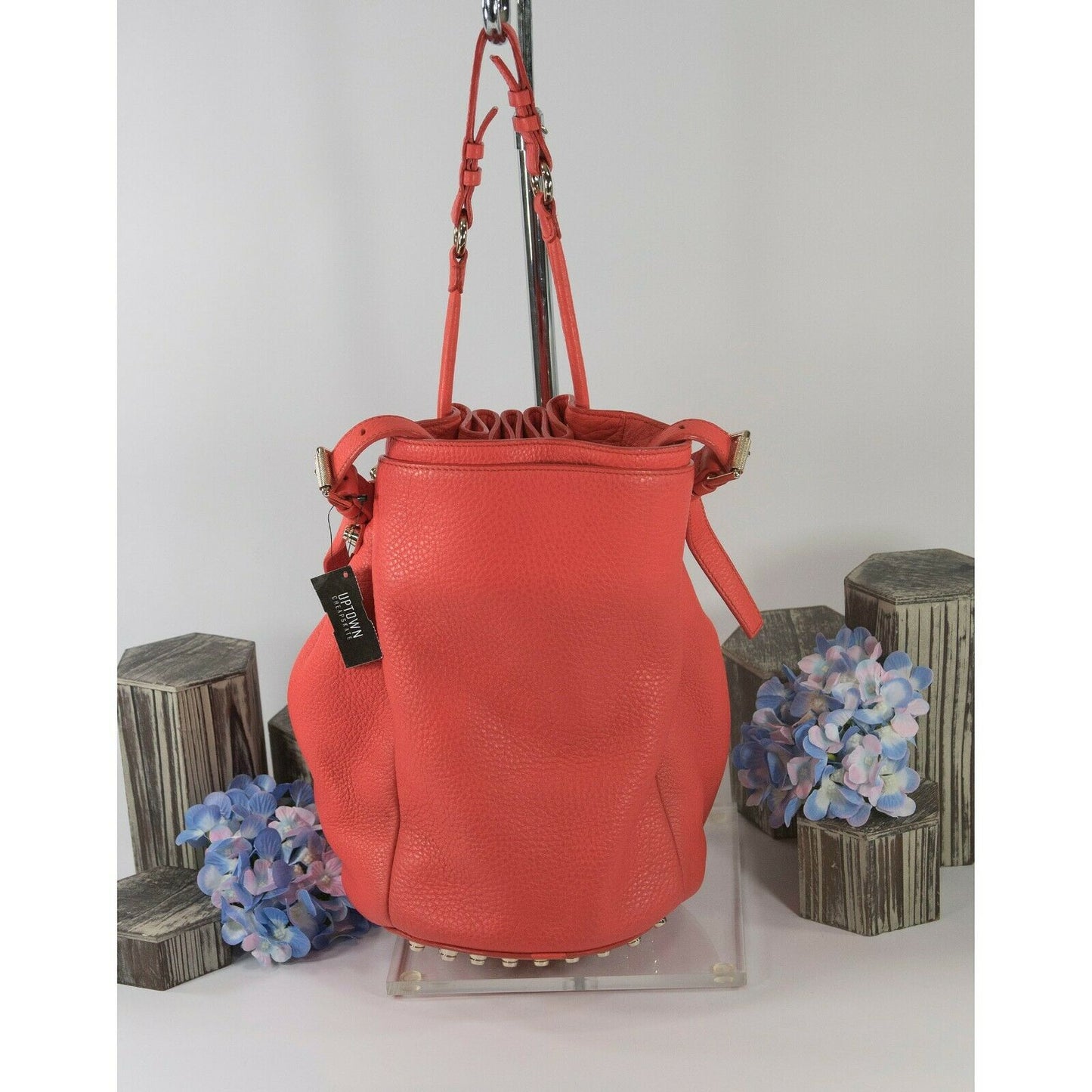 Alexander Wang Red Leather Diego Drawstring Bucket Satchel GUC