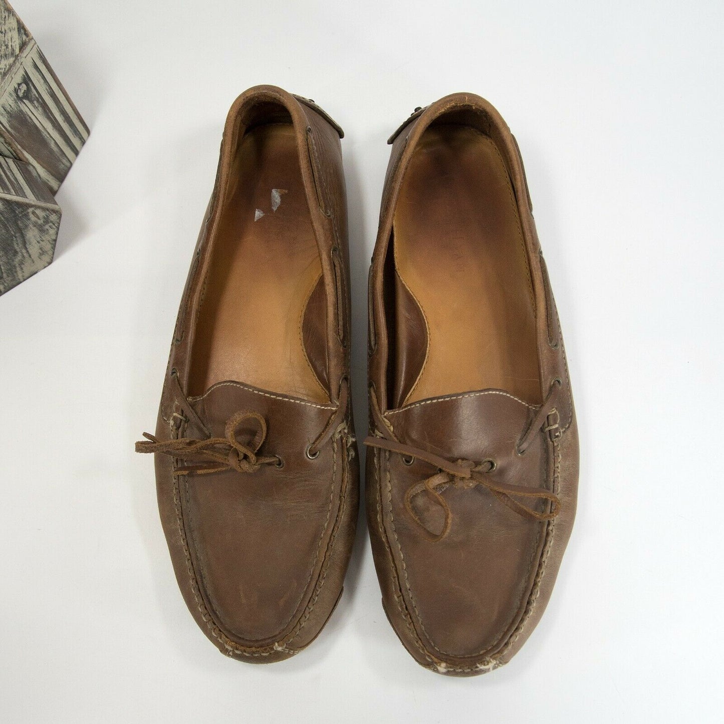 Cole Haan Lace Up Brown Leather Moccasins Driver Loafer Size 12