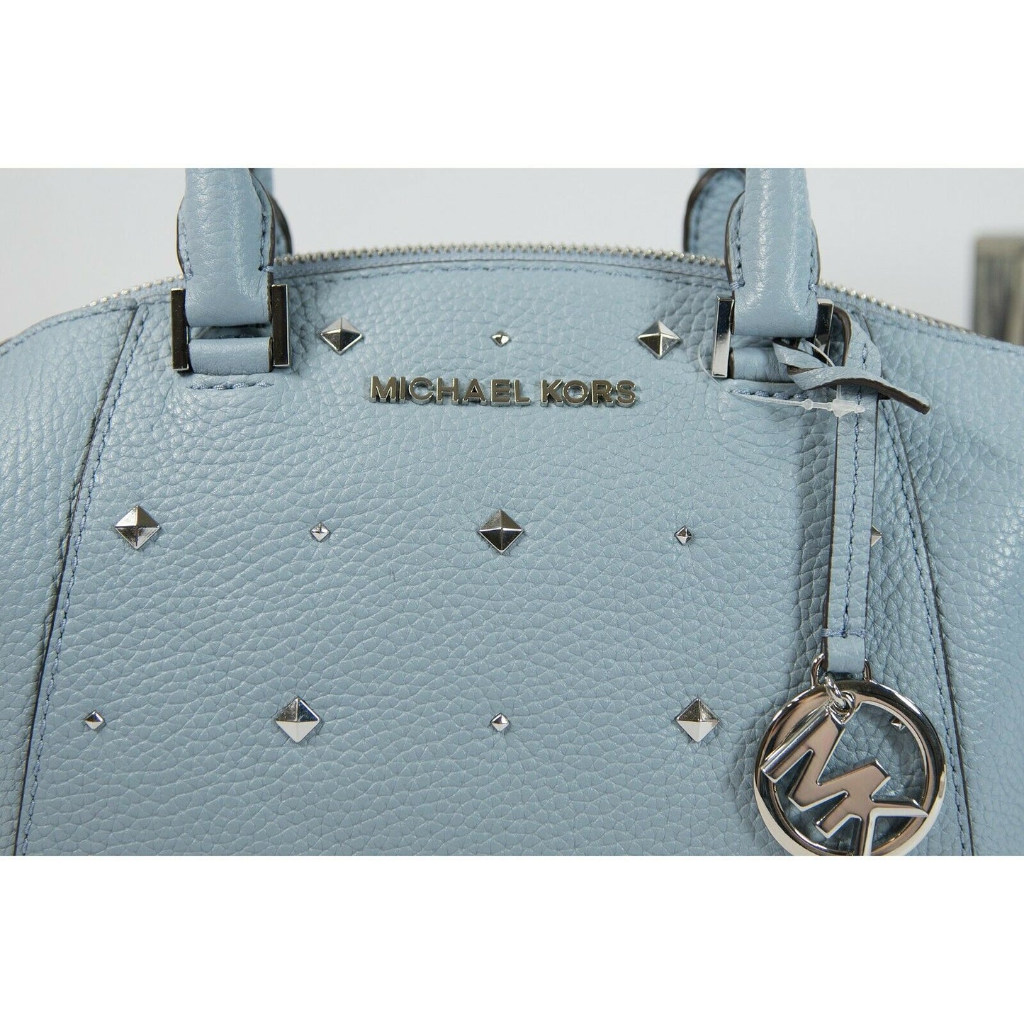 Michael Kors Pale Blue Riley Studded XS Satchel Crossbody Bag NWT