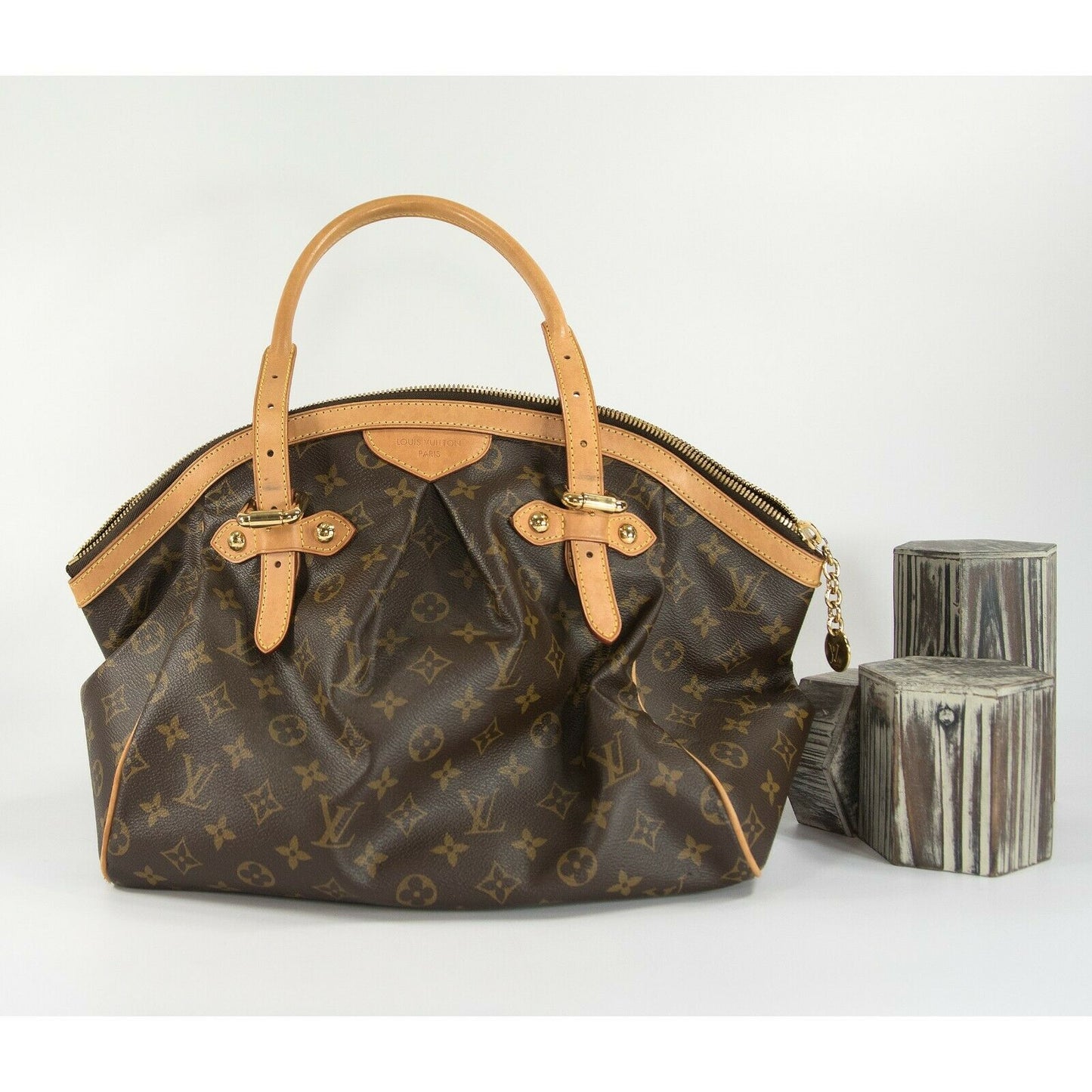 Louis Vuitton Brown Monogram Tivoli GM Satchel Handbag Vintage