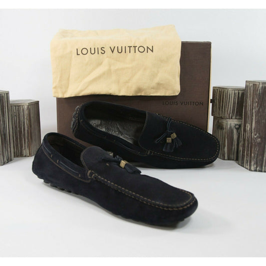 Louis Vuitton Tassel Navy Suede Vintage Loafer Driving Moccasin Sz 11.5