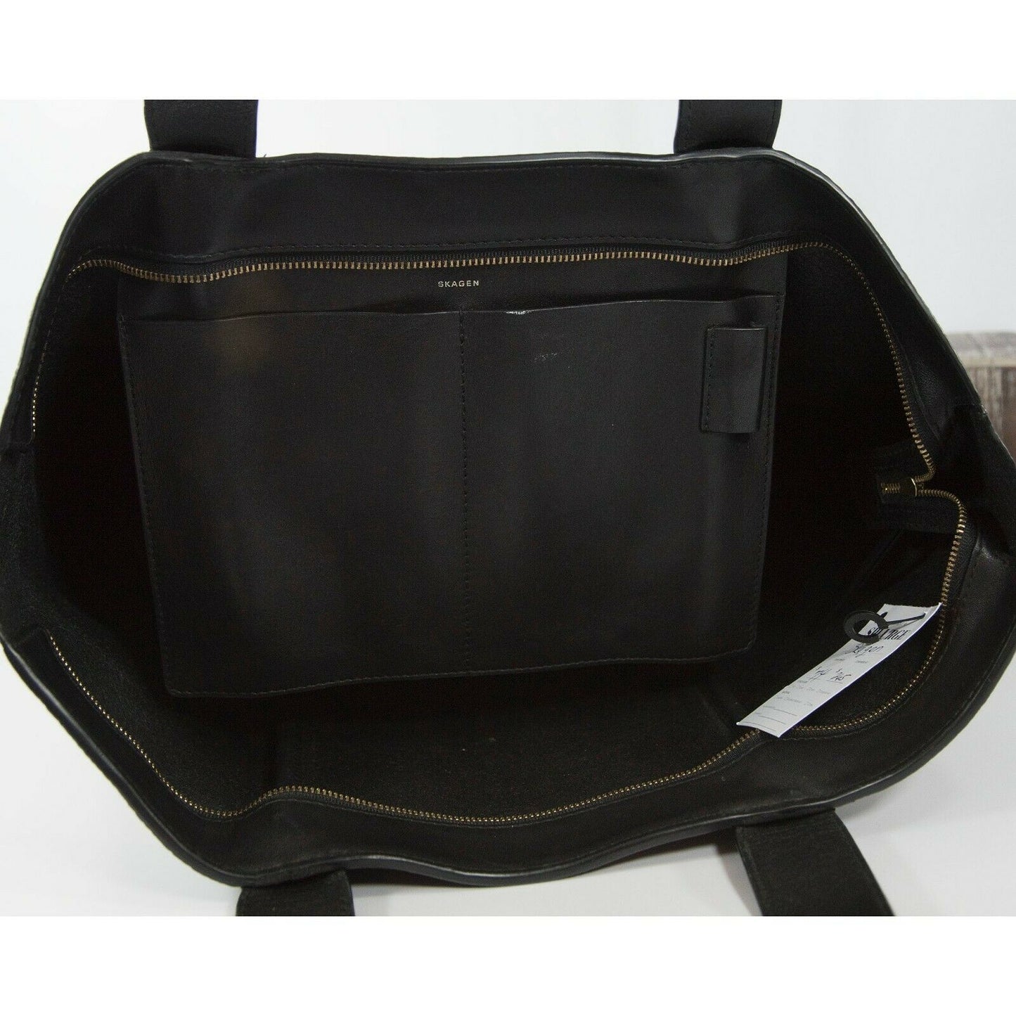 Skagen Large Black Leather Tote Bag EUC