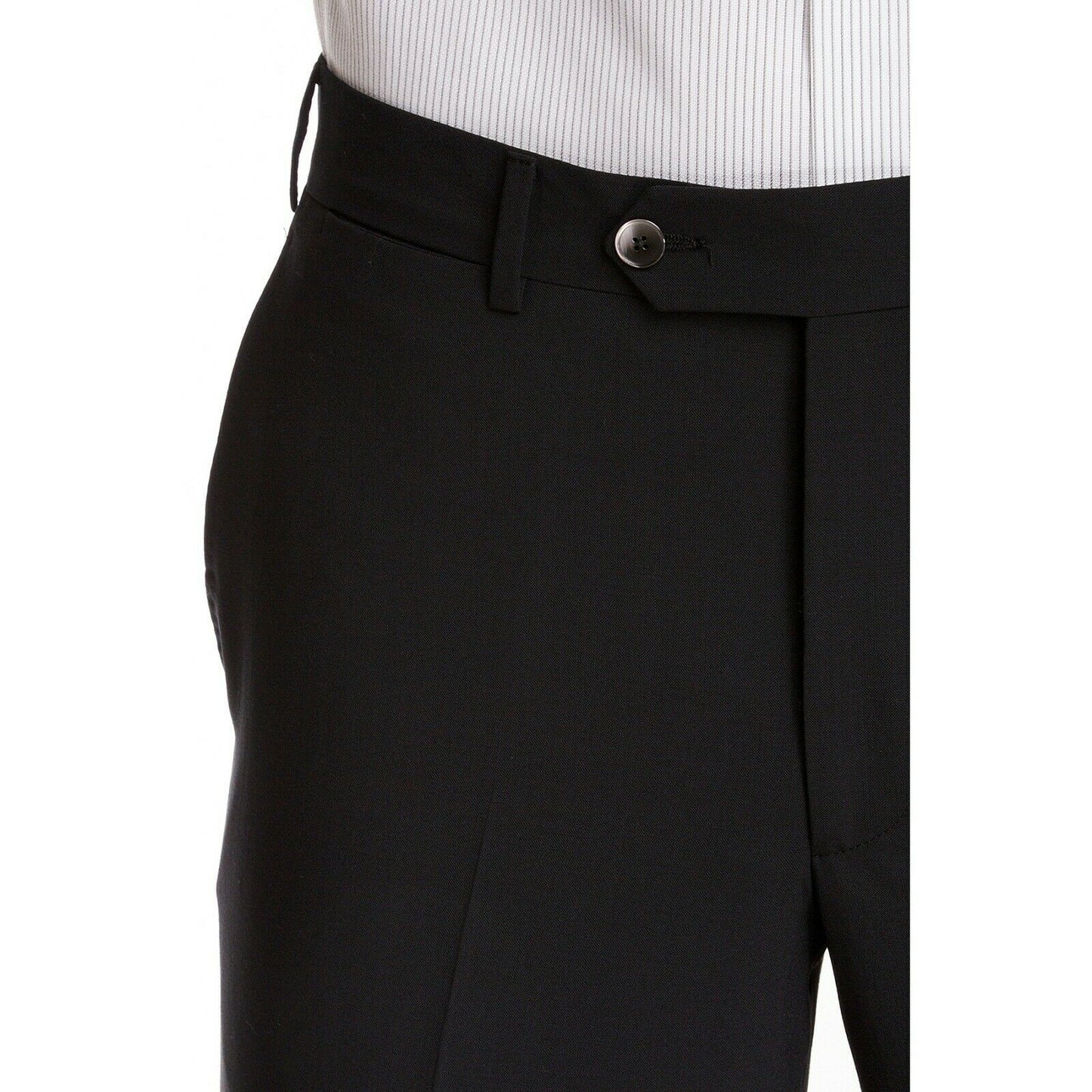 Ike Behar Mens Wool Flat Front Dress Suit Slacks Pants Black 38 NWT