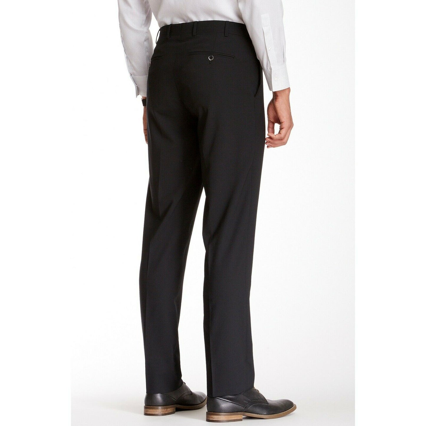 Ike Behar Mens Wool Flat Front Dress Suit Slacks Pants Black 36 NWT