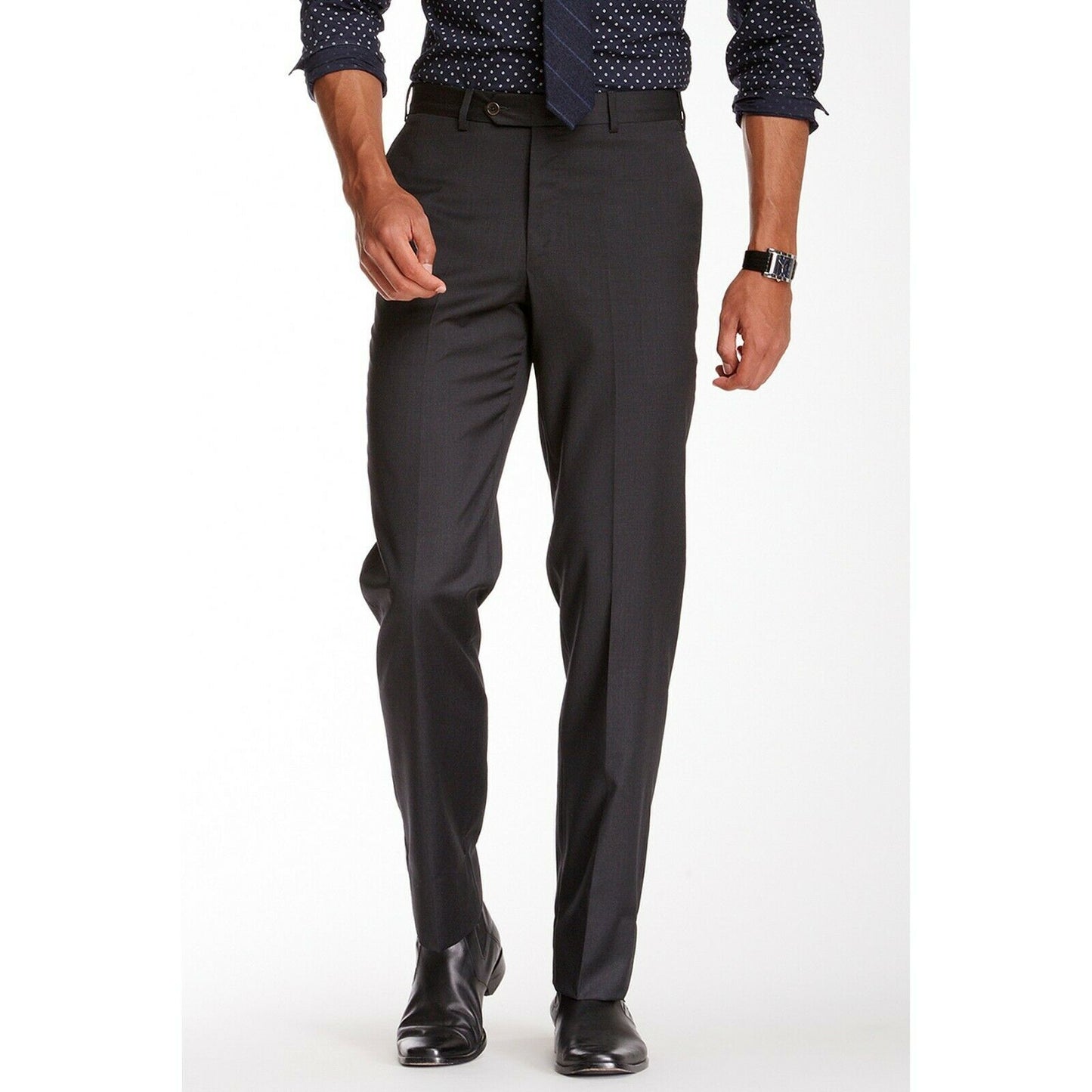 Ike Behar Mens Charcoal Grey Wool Flat Front Dress Suit Slacks Pants 42 NWT