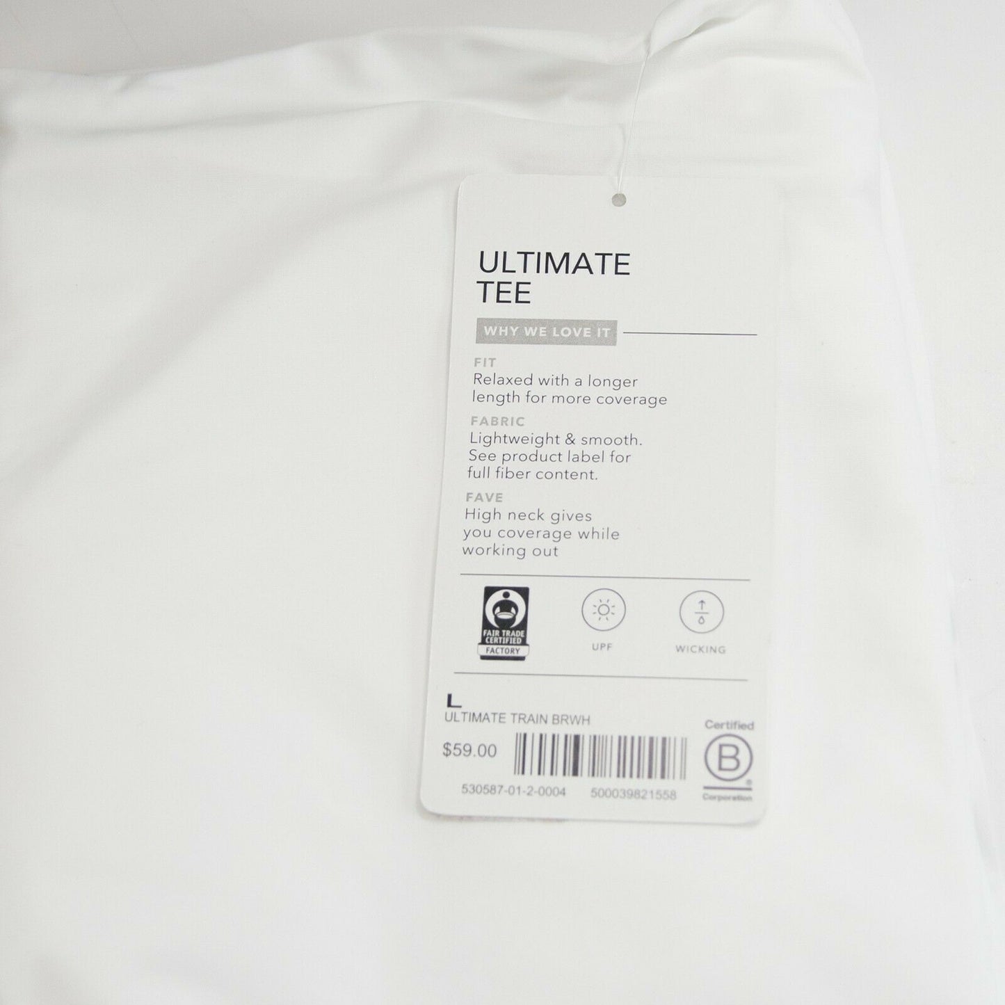 Athleta Bright White Ultimate Train Tee Size L NWT