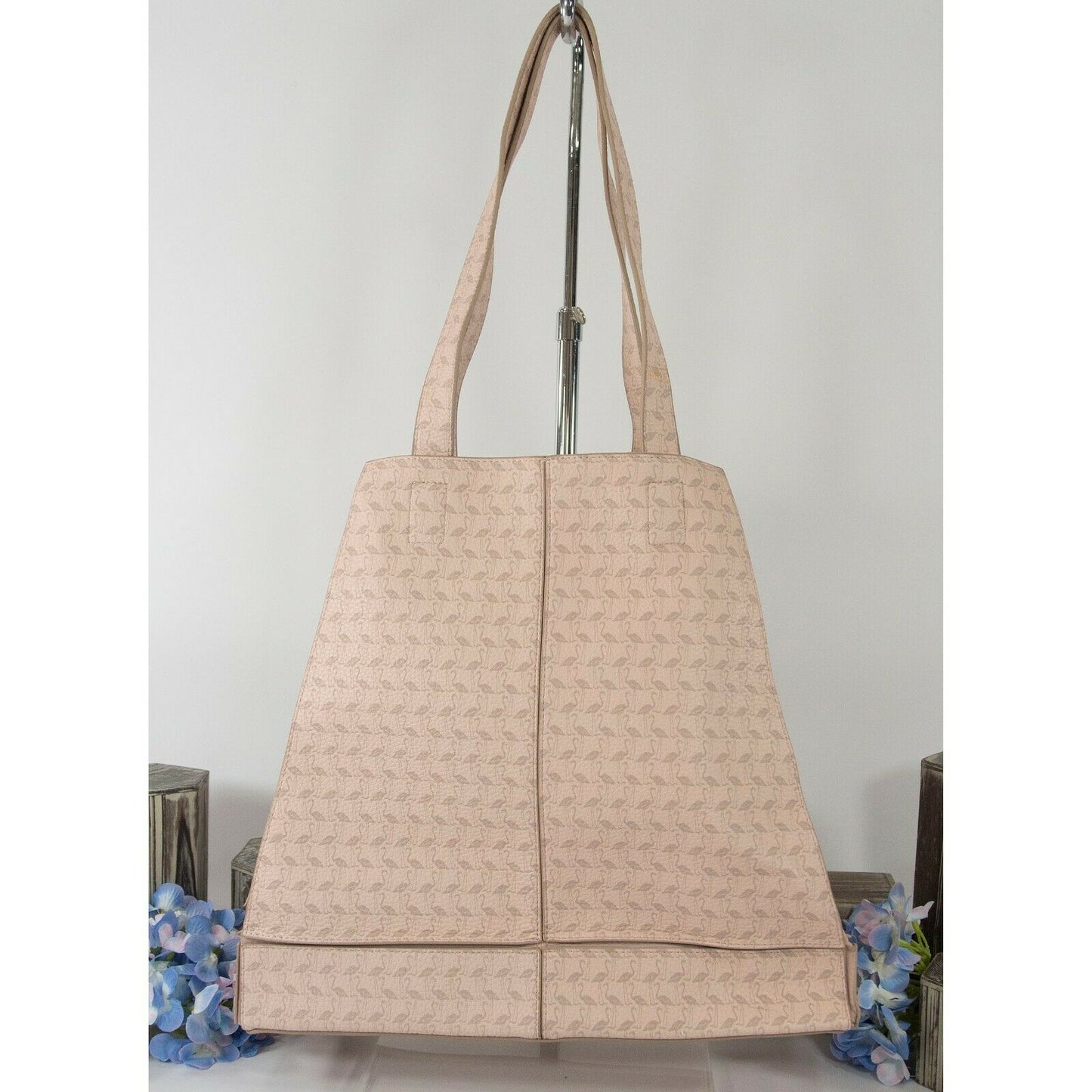 Ted Baker Yalta Baby Pink Flamingo Large Geometric Shopper Tote EUC