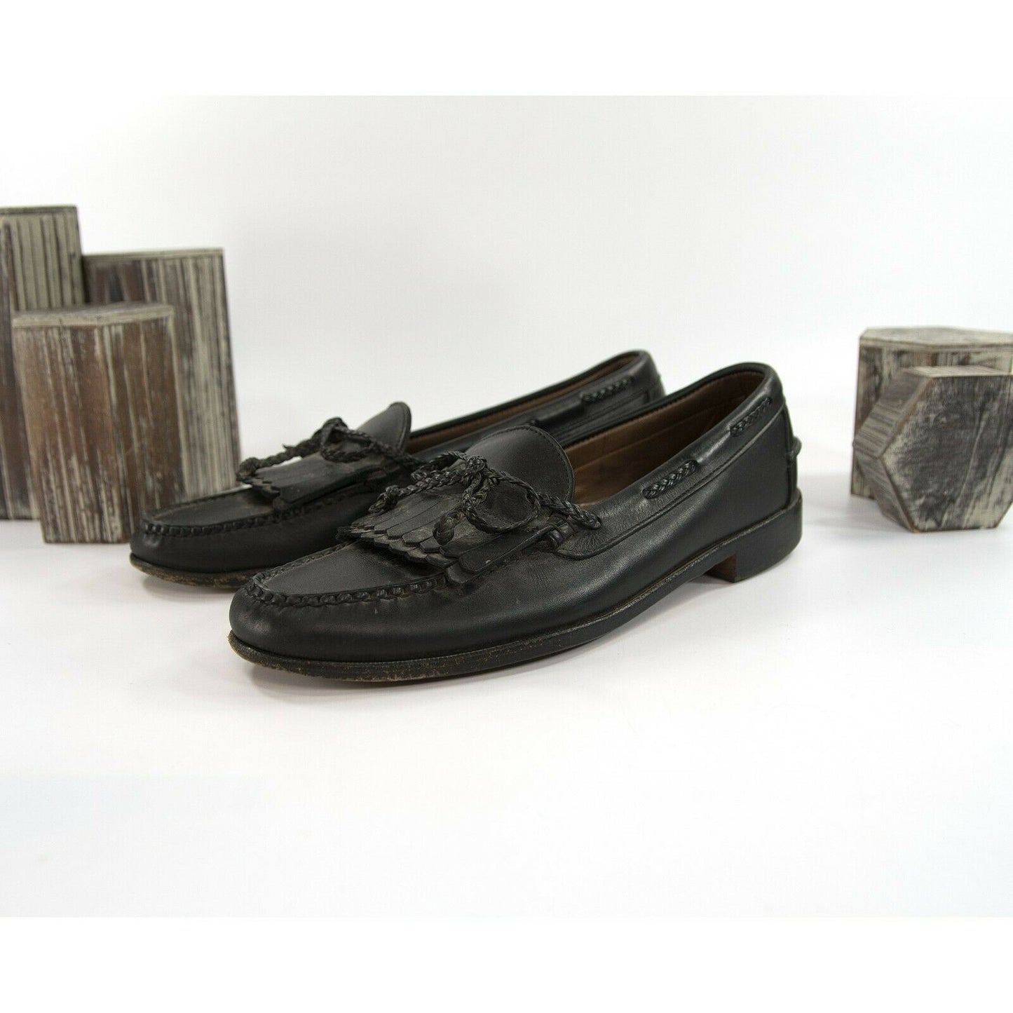 Allen Edmonds Black Leather Tassel Moccasin Loafer 12 GUC