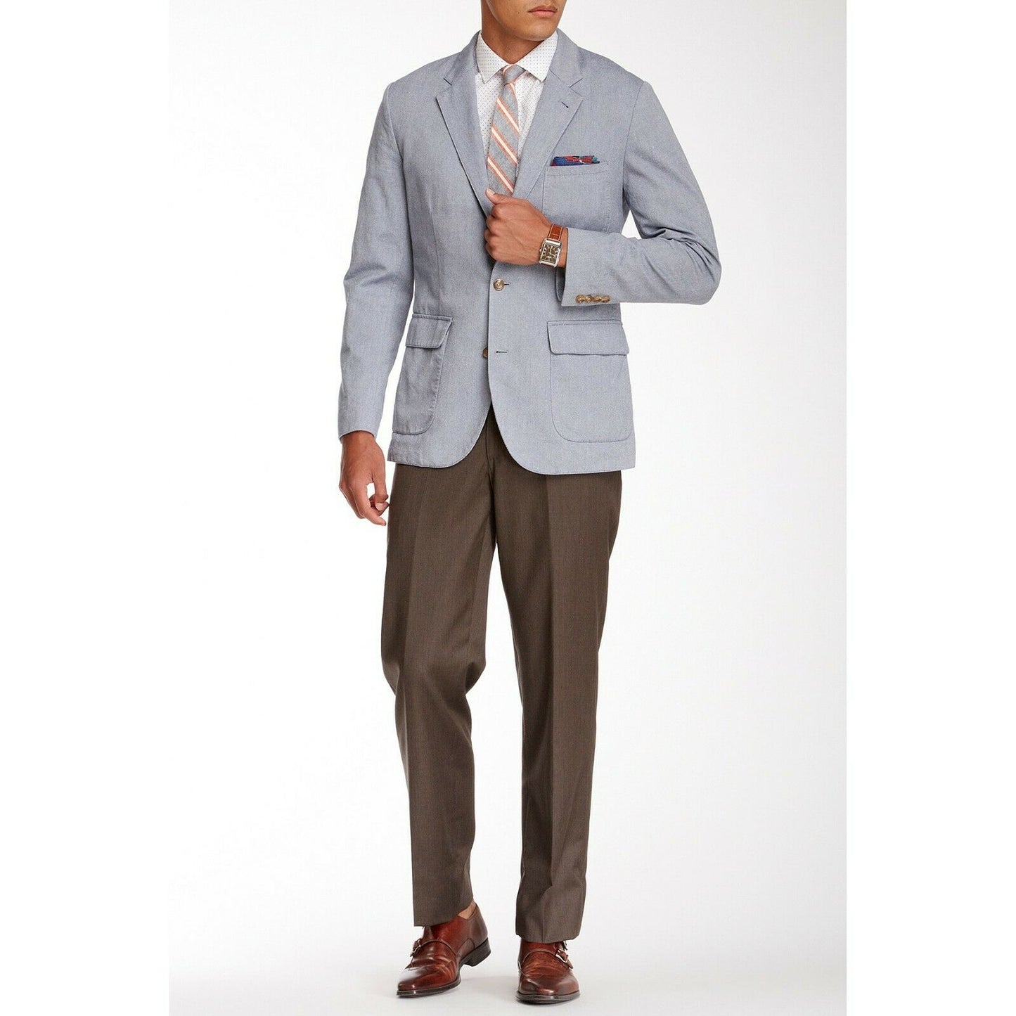 Ike Behar Mens Tan Wool Flat Front Dress Suit Slacks Pants 32 NWT