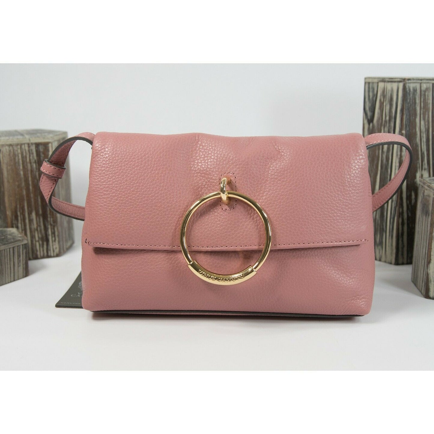 Vince Camuto Cherry Blossom Pink Leather Raynas Small Crossbody Bag NWT