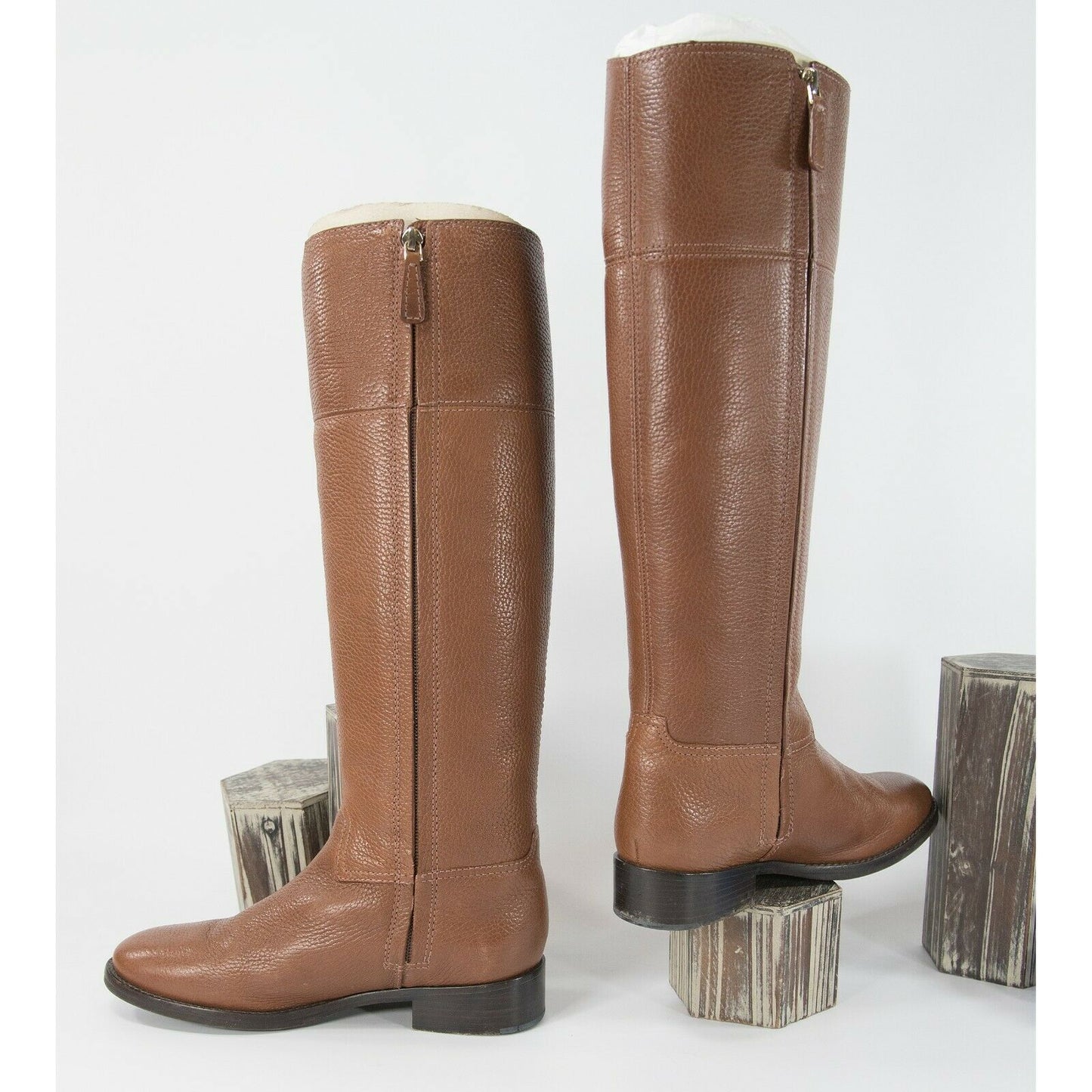 Tory Burch Rustic Brown Jolie Pebbled Leather Tall Riding Boots Sz 6