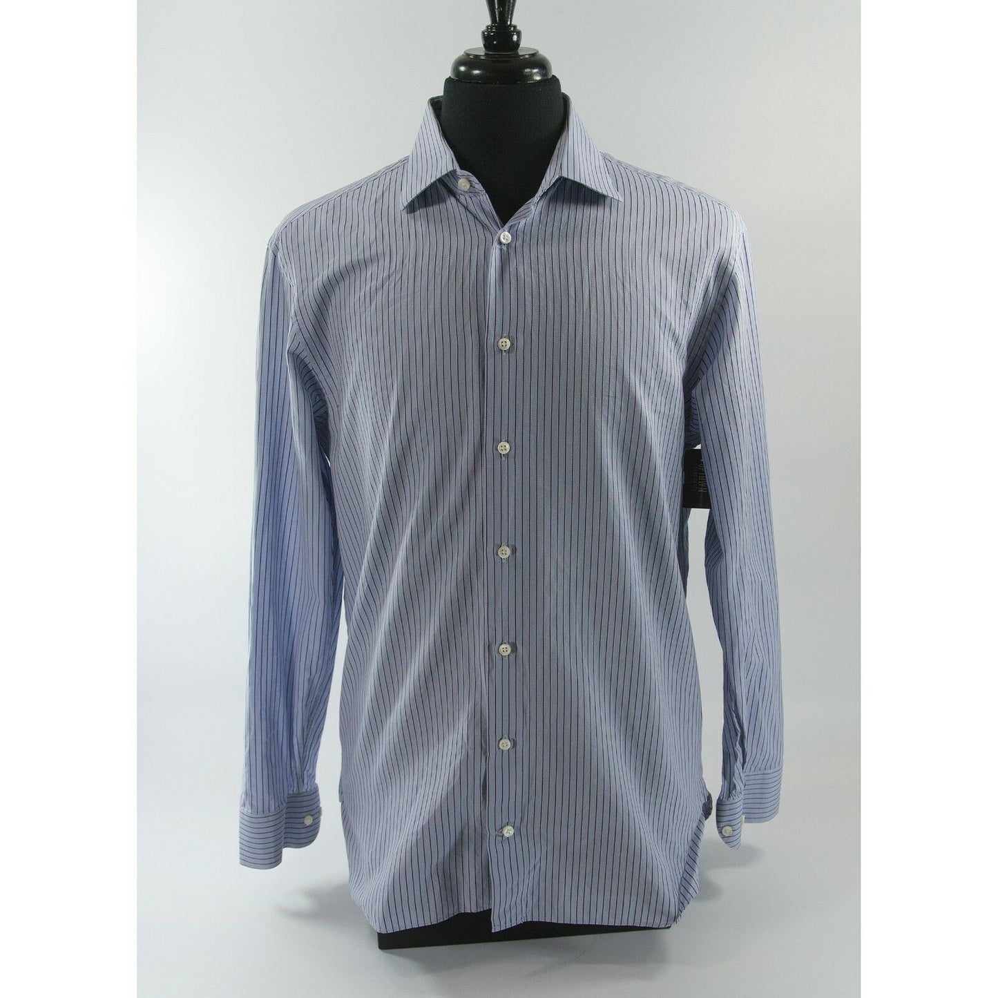 Armani Collezioni Blue Pinstripe Button Down Dress Work Shirt 41 16R