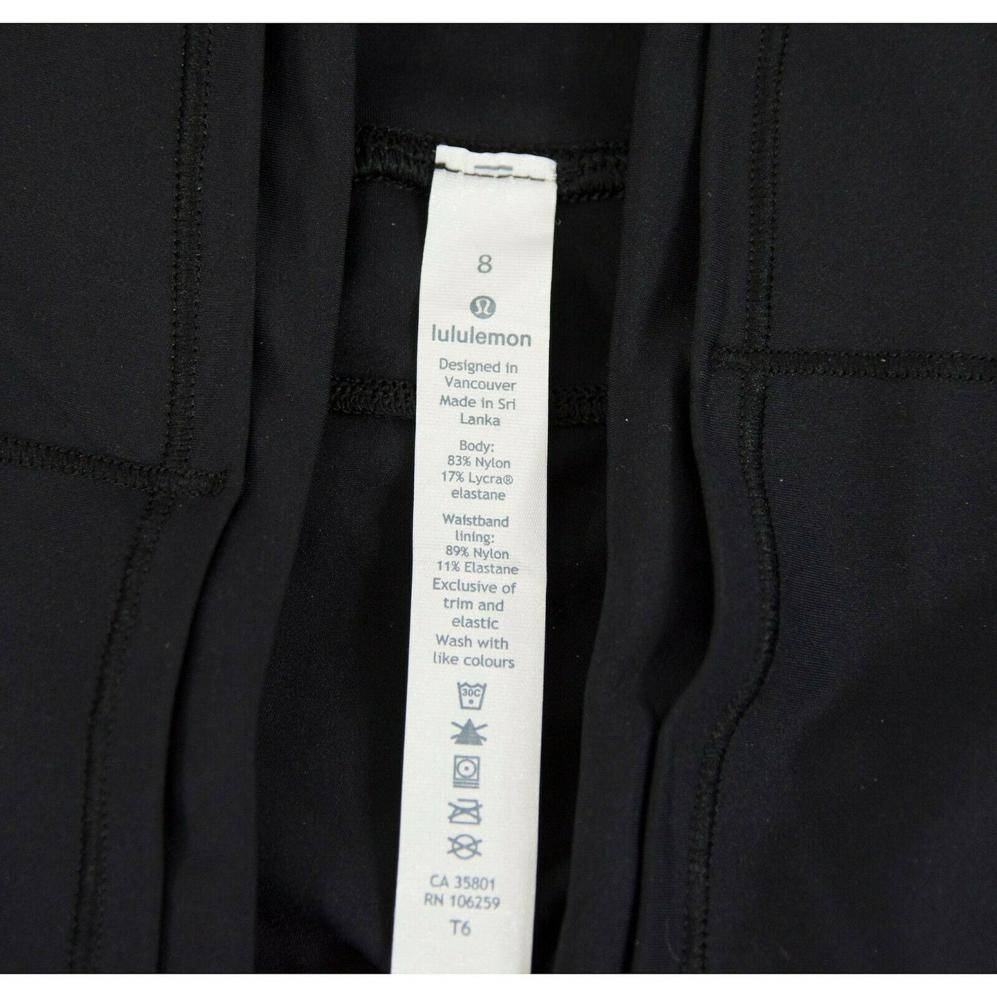 Lululemon Black Wonder Under Cropped Pocket tight leggings NWOT Size 8 C7