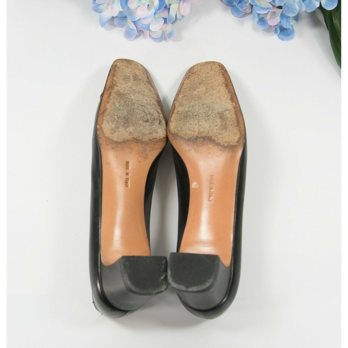 Salvatore Ferragamo DQ61519 Black Leather Low Heels Shoes Size 8.5 Extra Narrow