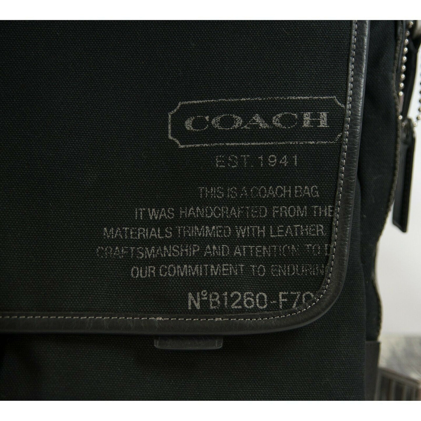 Coach Mens Black Canvas Leather Messenger Computer Bag 70587 EUC