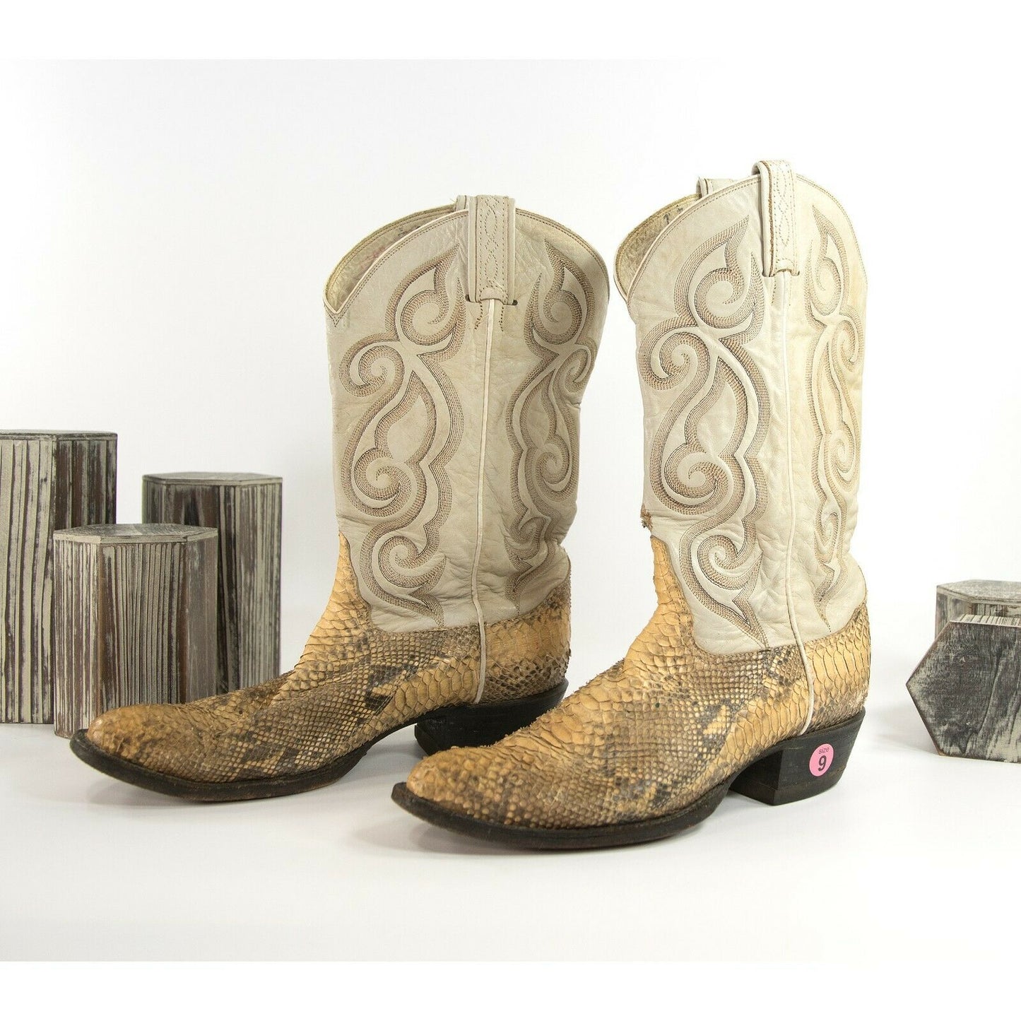 Tony Lama Genuine Python Leather Western Cowboy Boots Size 9