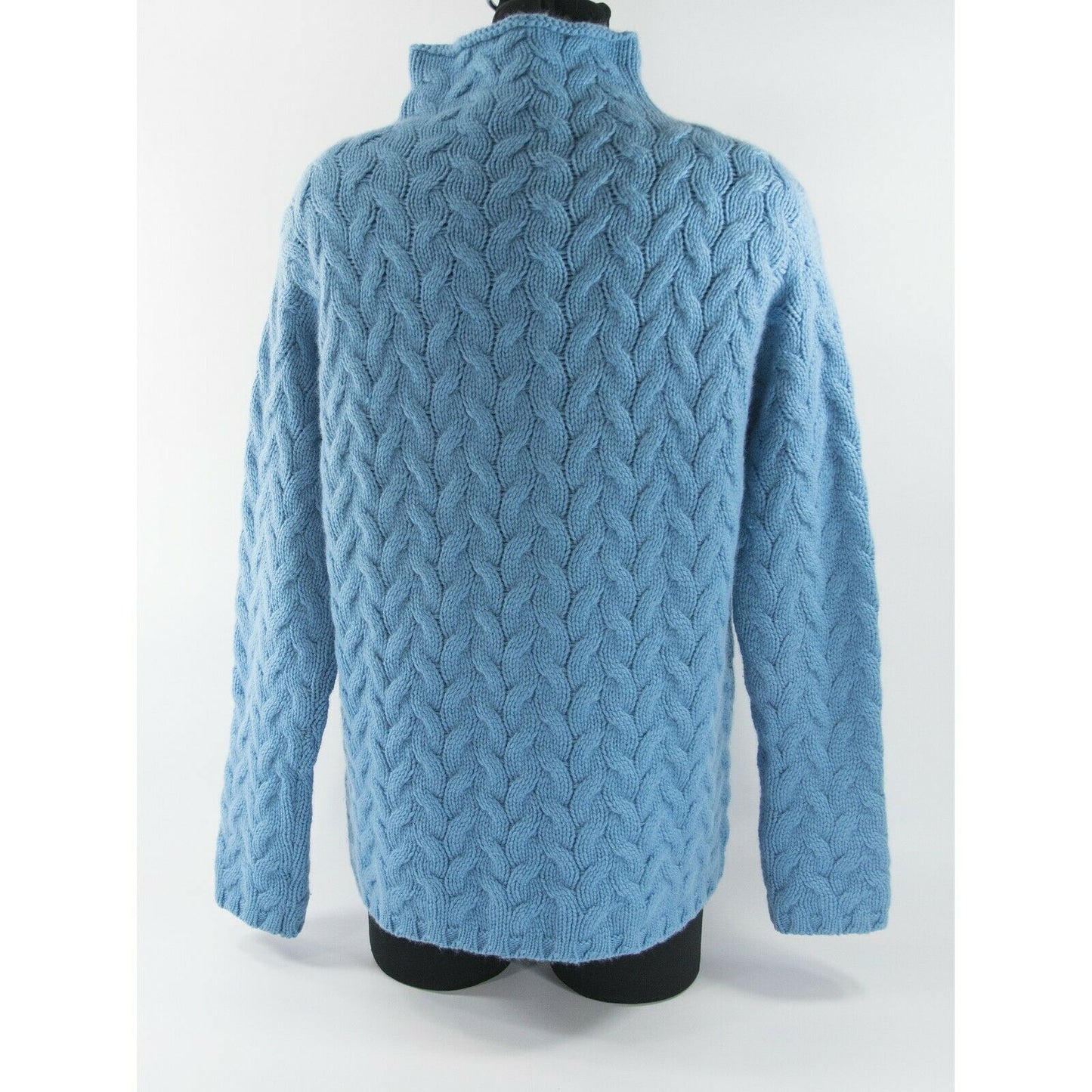 Loro Piana Blue Cashmere Cable Knit Turtleneck Sweater $1500 Size 48 12 M