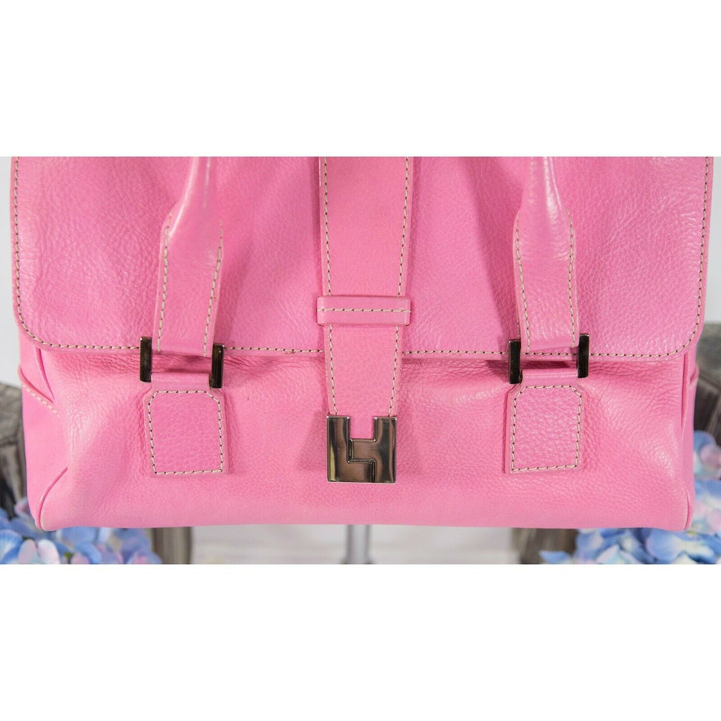 Lambertson Truex Vintage Bright Pink Leather Satchel GUC