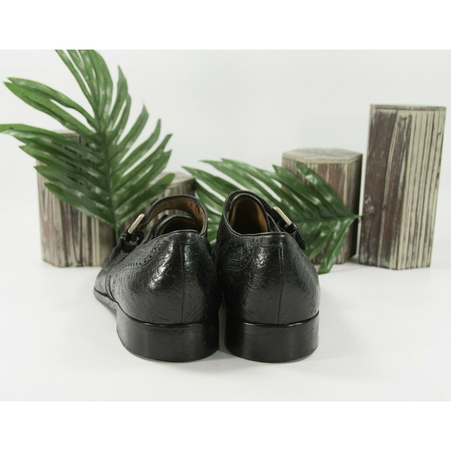 Moreschi Monk Strap Black Leather Oxford Loafer Shoes Size 14