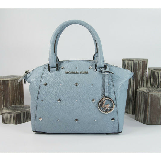 Michael Kors Pale Blue Riley Studded XS Satchel Crossbody Bag NWT