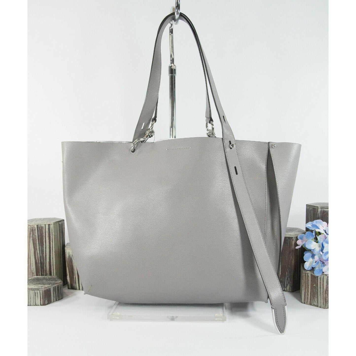 Rebecca Minkoff Grey Leather Large Stella Tote Bag EUC