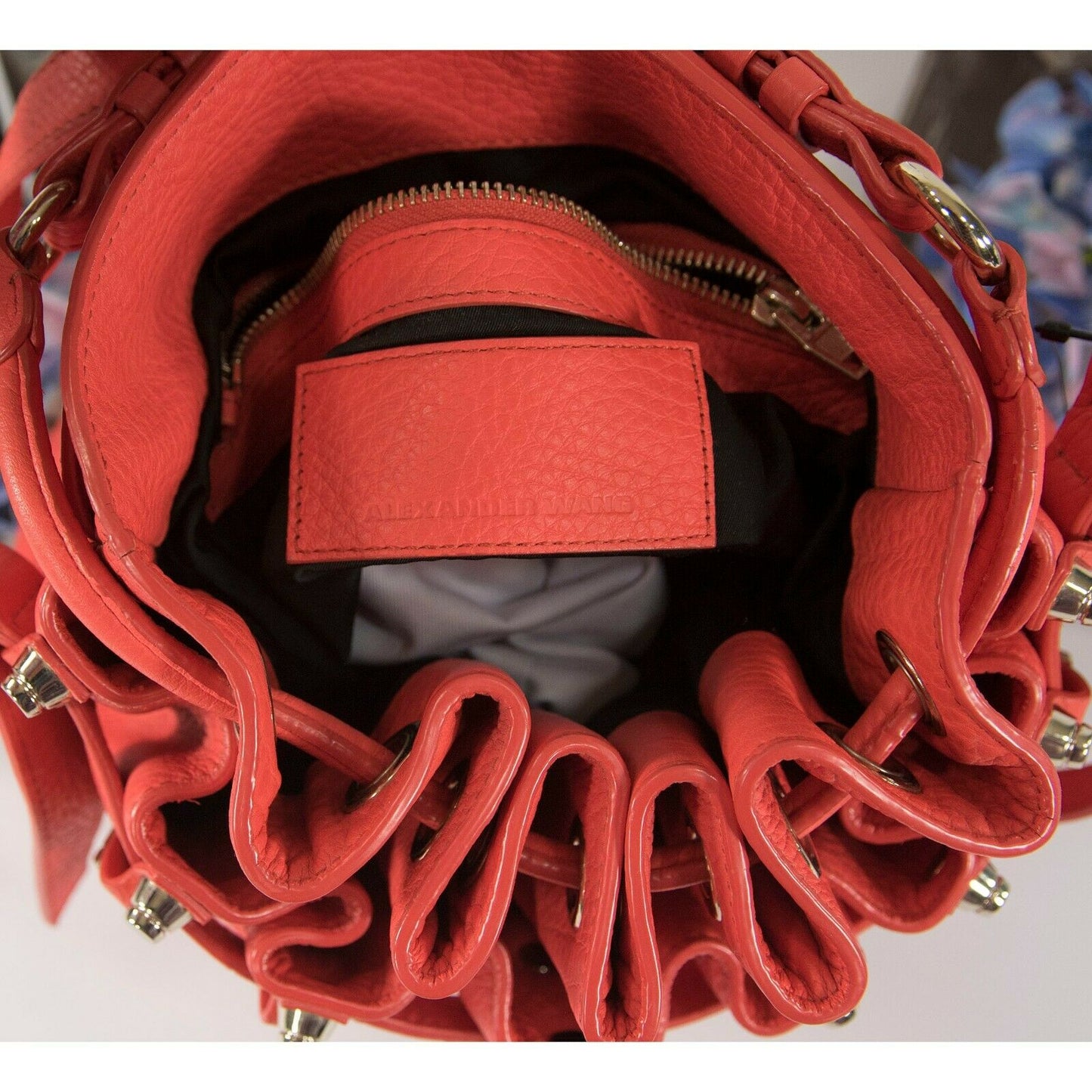 Alexander Wang Red Leather Diego Drawstring Bucket Satchel GUC