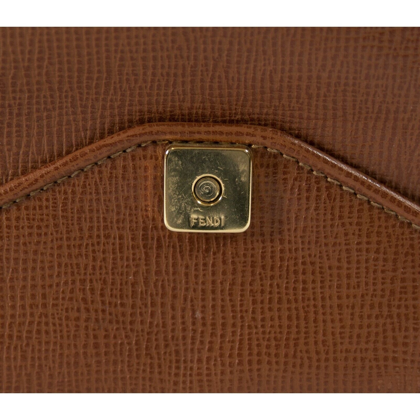 Fendi 1980s Vintage Caramel Leather Flat Flap Crossbody Bag