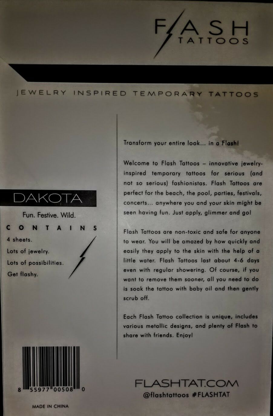 Flash Tattoos Dakota Jewelry Gold Silver Temporary Body Art