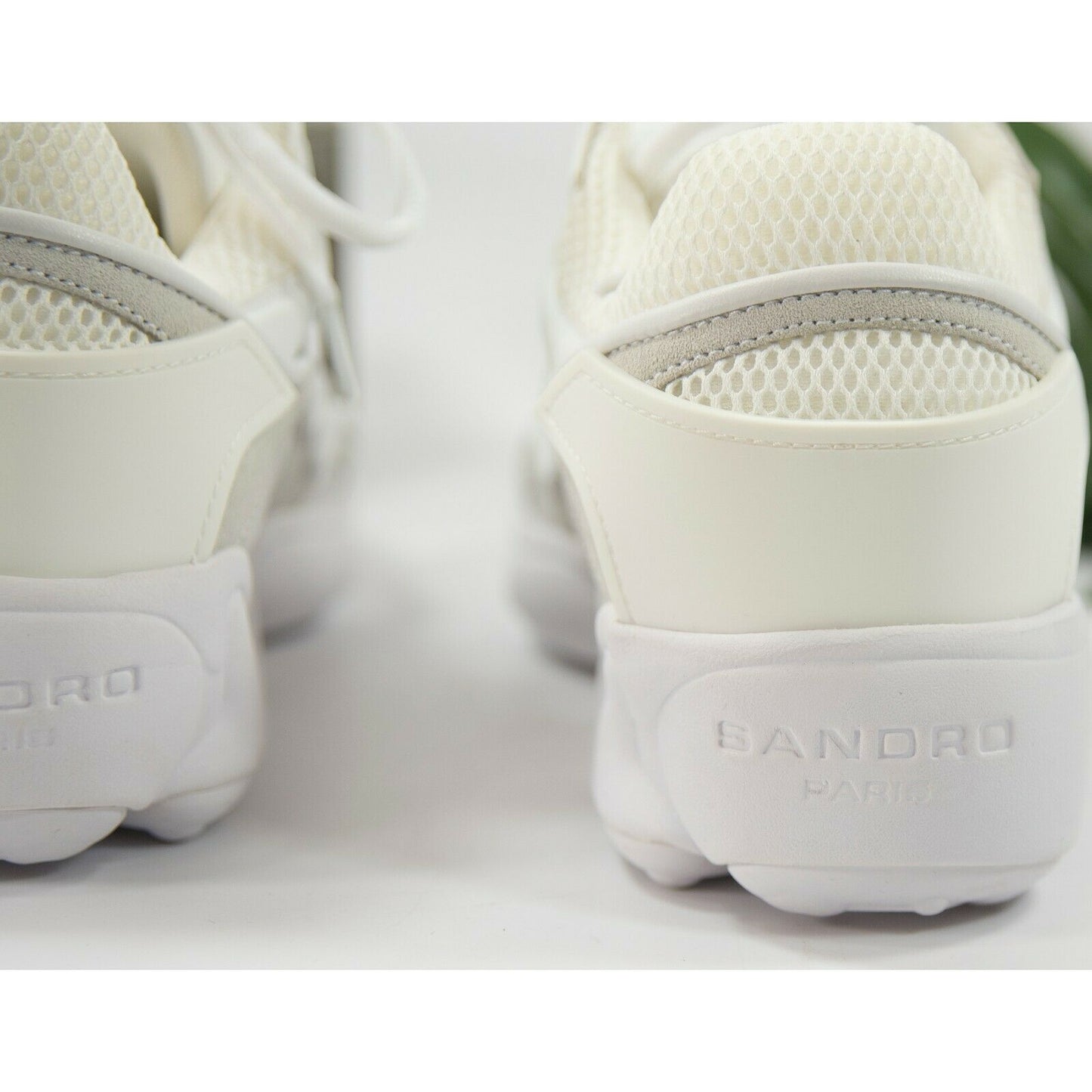 Sandro Atomic Monochrome White Leather Fabric Sneaker Shoes Size 42 US 9