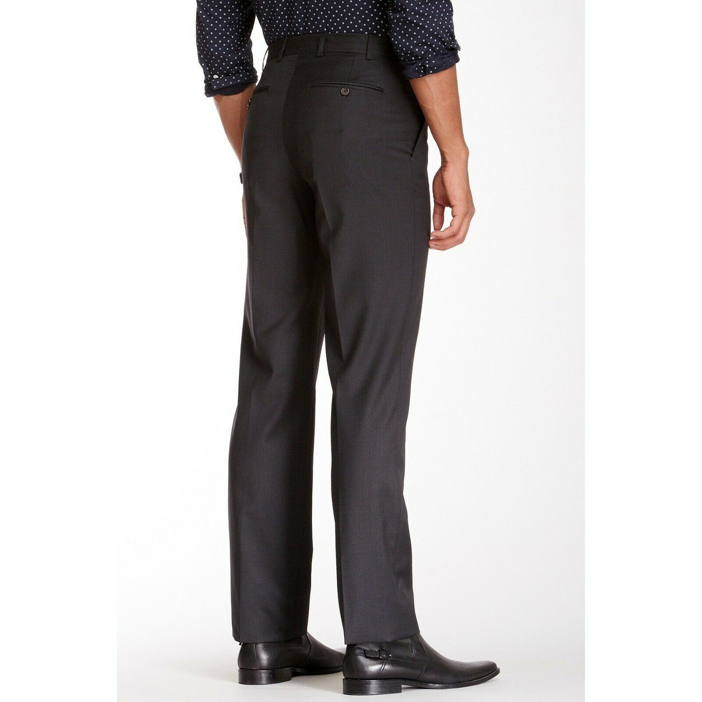 Ike Behar Mens Charcoal Grey Wool Flat Front Dress Suit Slacks Pants 38 NWT