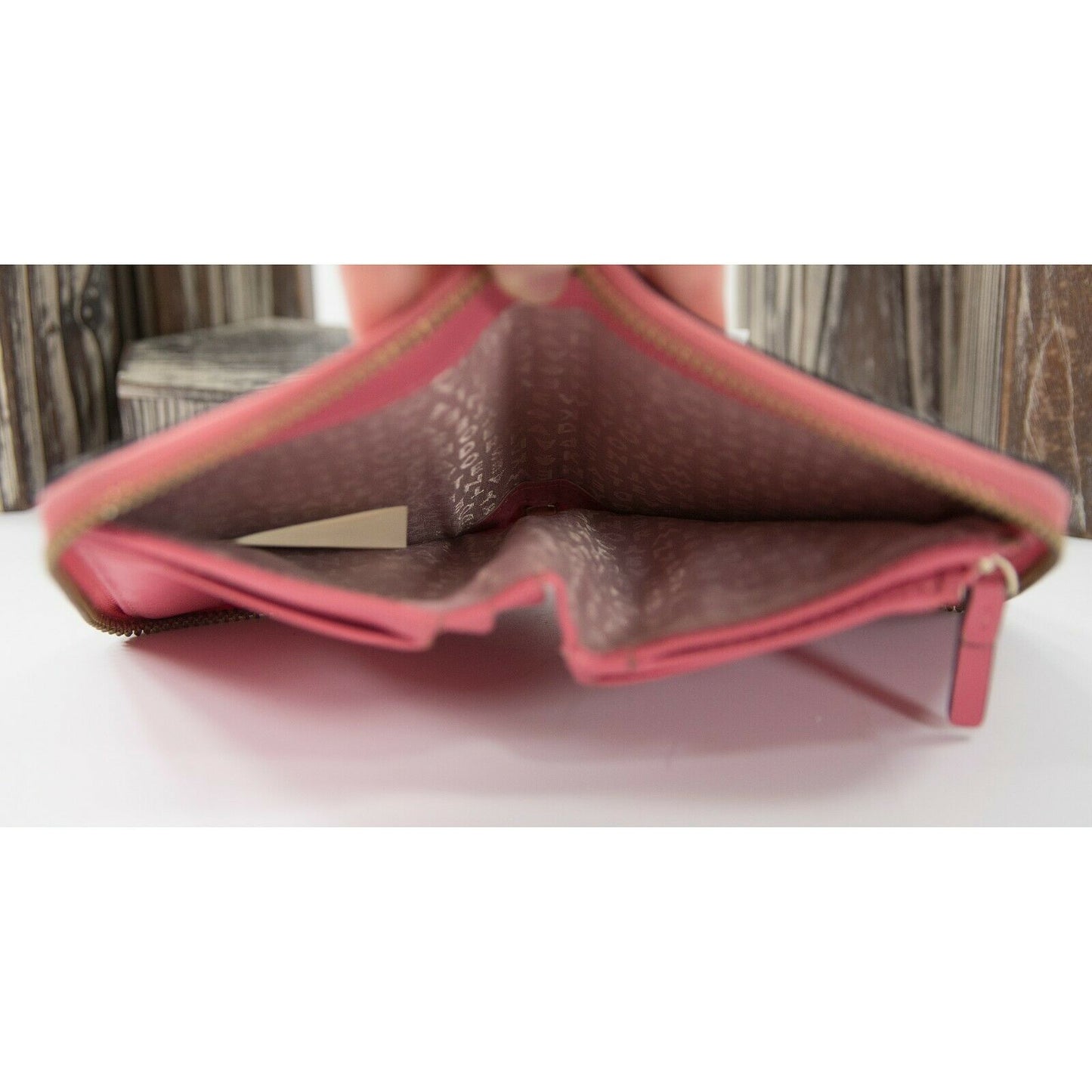 Kate Spade Newbury Lane Salmon Pink Saffiano Leather Zip Around Compact Wallet