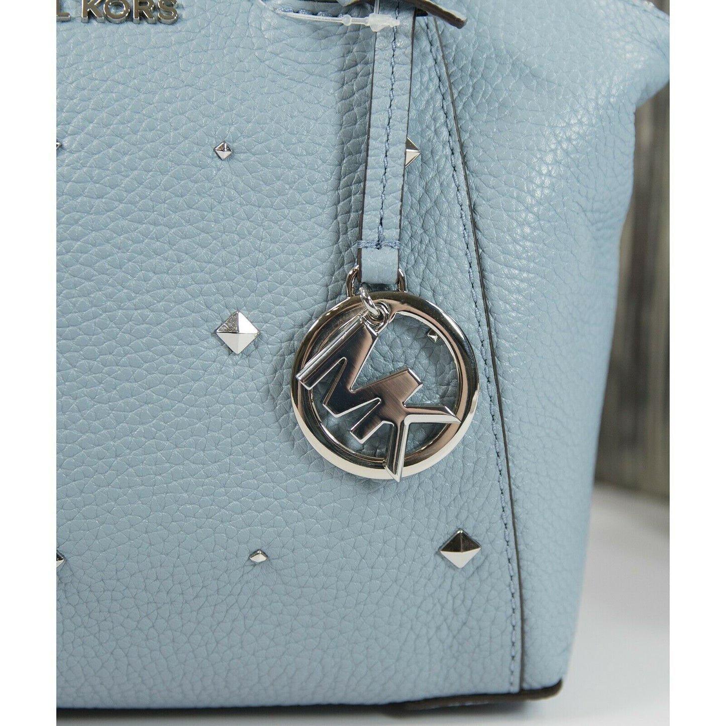 Michael Kors Pale Blue Riley Studded XS Satchel Crossbody Bag NWT