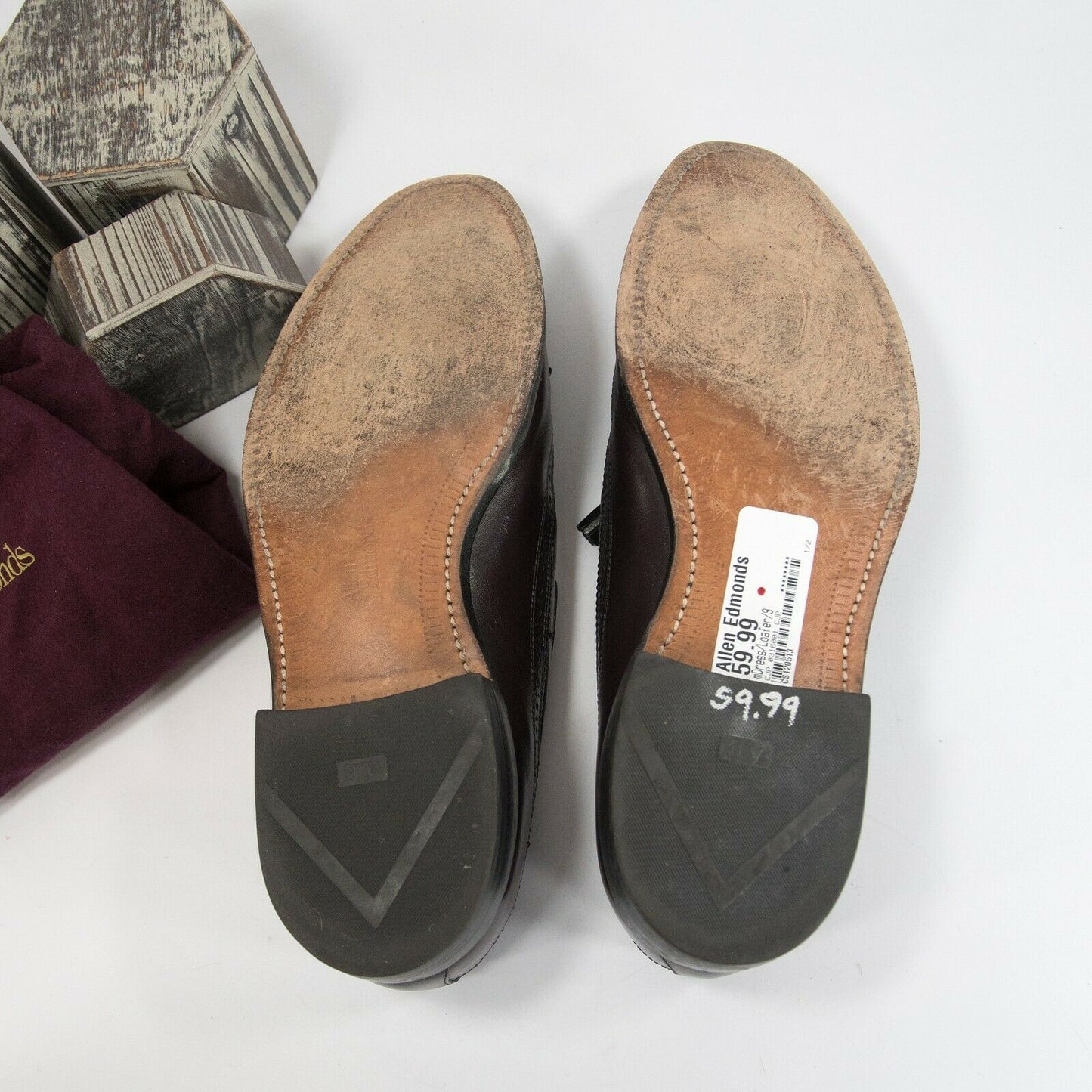 Allen Edmonds Cherry Leather Wing Tip Tassel Oxford Loafer Size 9
