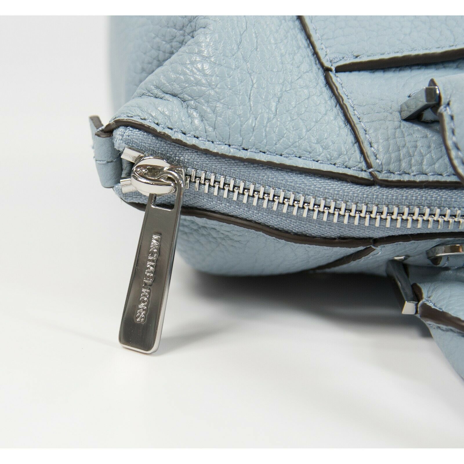 Michael Kors Large Riley Handbag Light Blue Pebble Leather $348