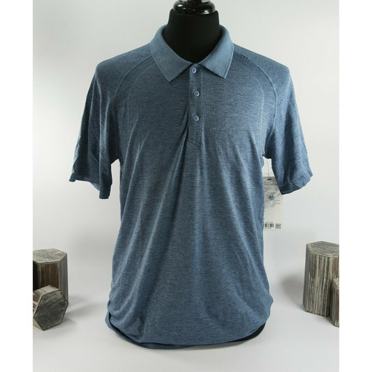 Lululemon Mens Blue Metal Vent Tech Short Sleeve Polo Shirt L NWT