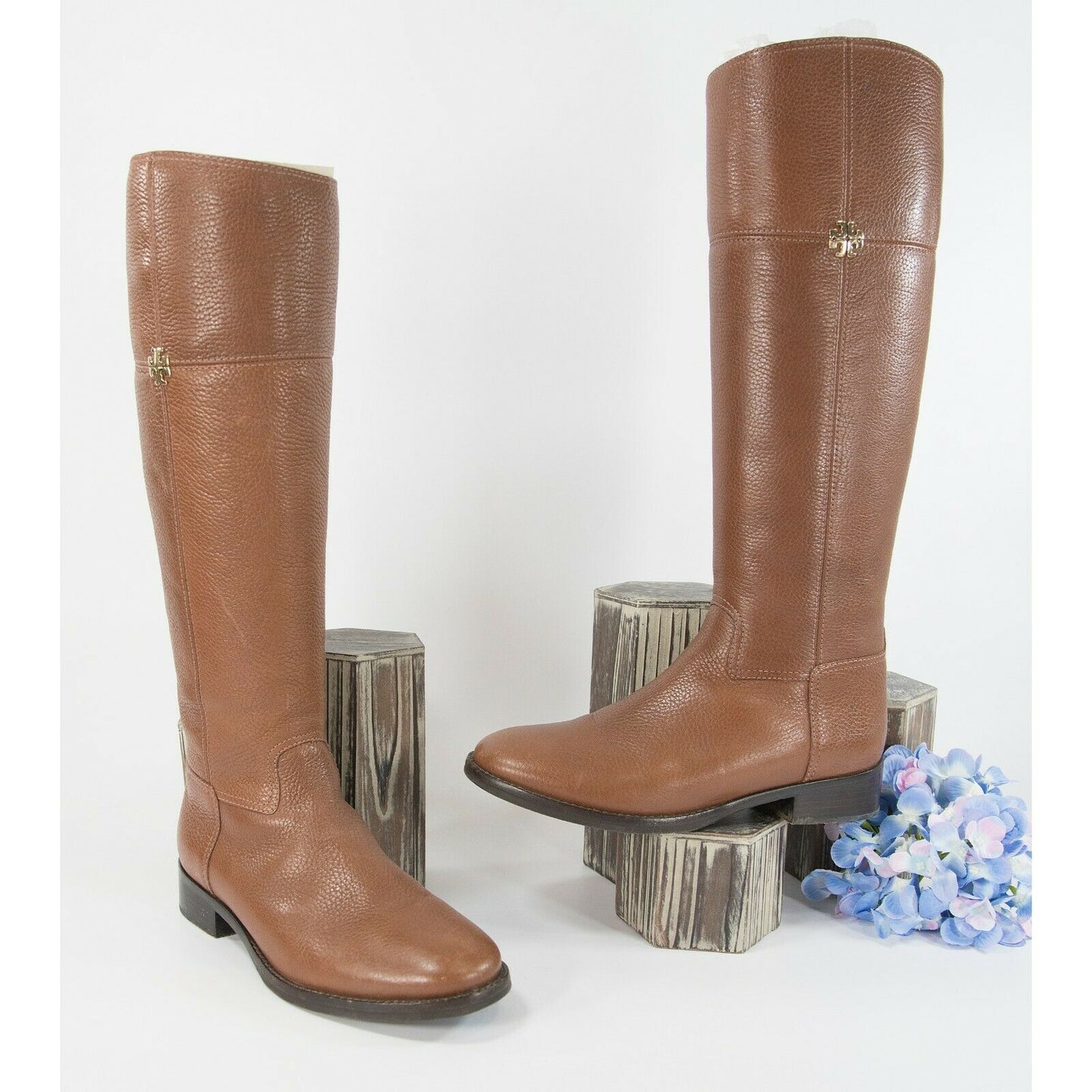 Tory Burch Rustic Brown Jolie Pebbled Leather Tall Riding Boots Sz 6