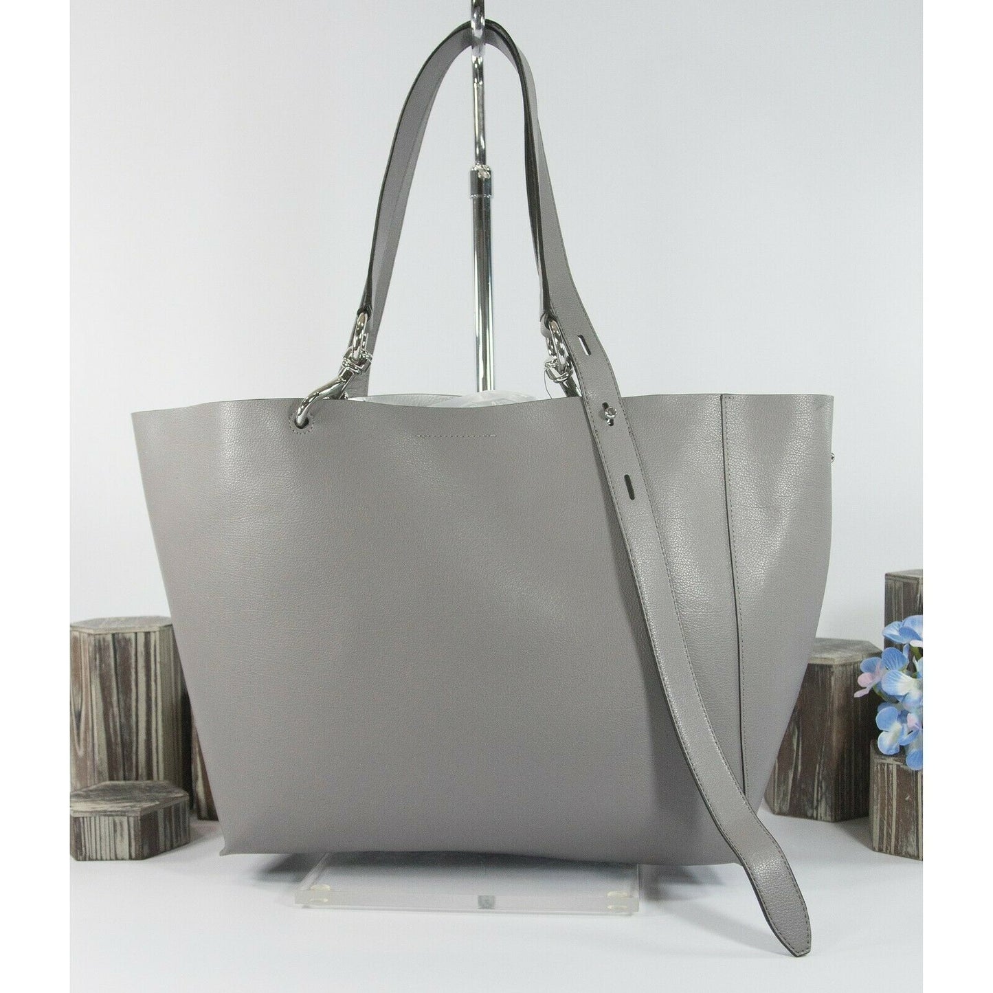 Rebecca Minkoff Grey Leather Large Stella Tote Bag EUC