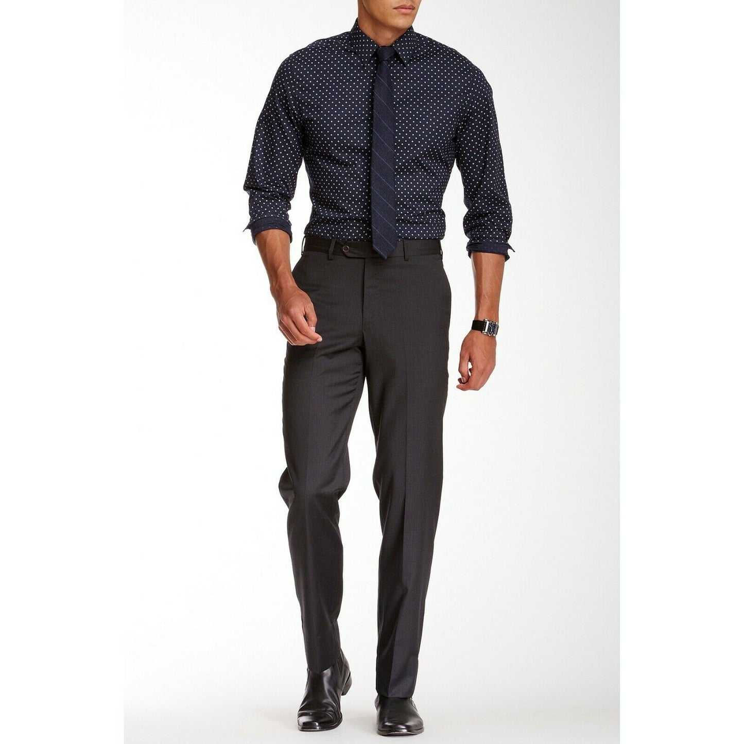Ike Behar Mens Charcoal Grey Wool Flat Front Dress Suit Slacks Pants 42 NWT