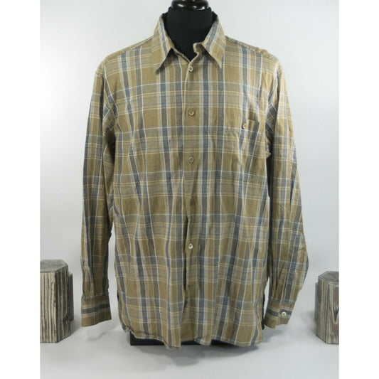 Ermenegildo Zegna Plaid Cotton Button Down Sport Work Shirt L EUC