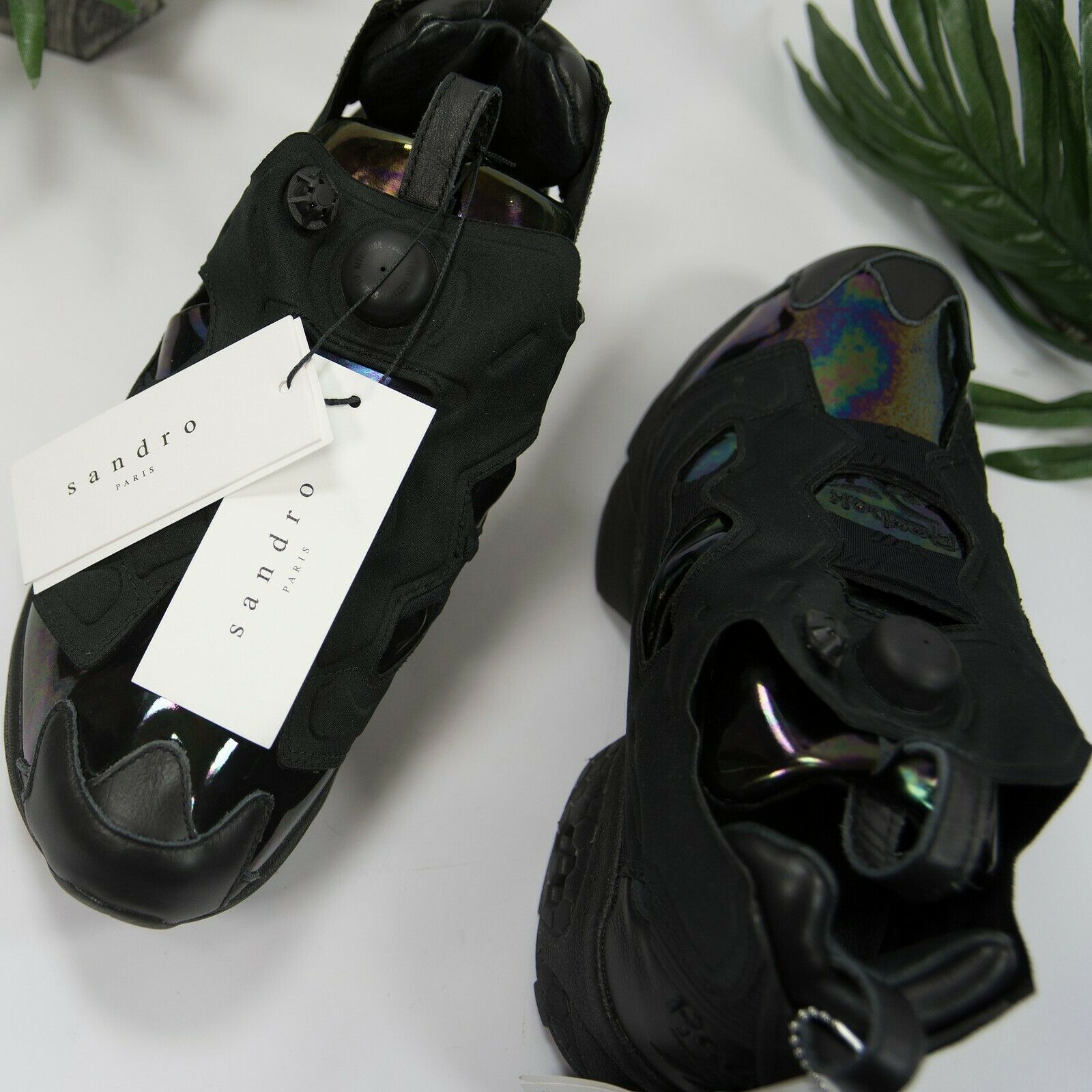 Sandro X Instapump Black Oil Slick Iridescent Sneaker Shoe – Uptown Cheapskate Austin
