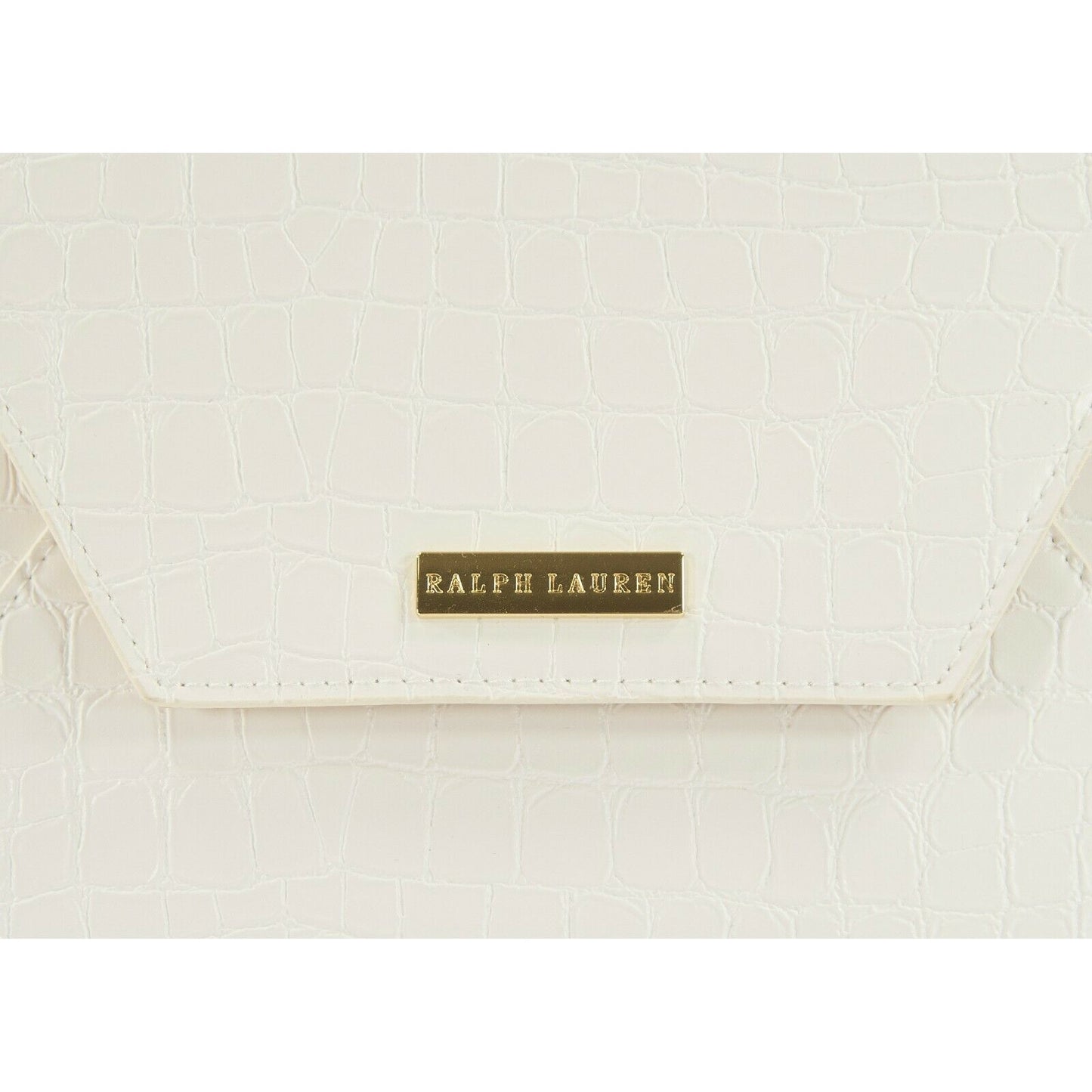 Ralph Lauren White Croc Envelope Large Pouch Clutch Bag NWT