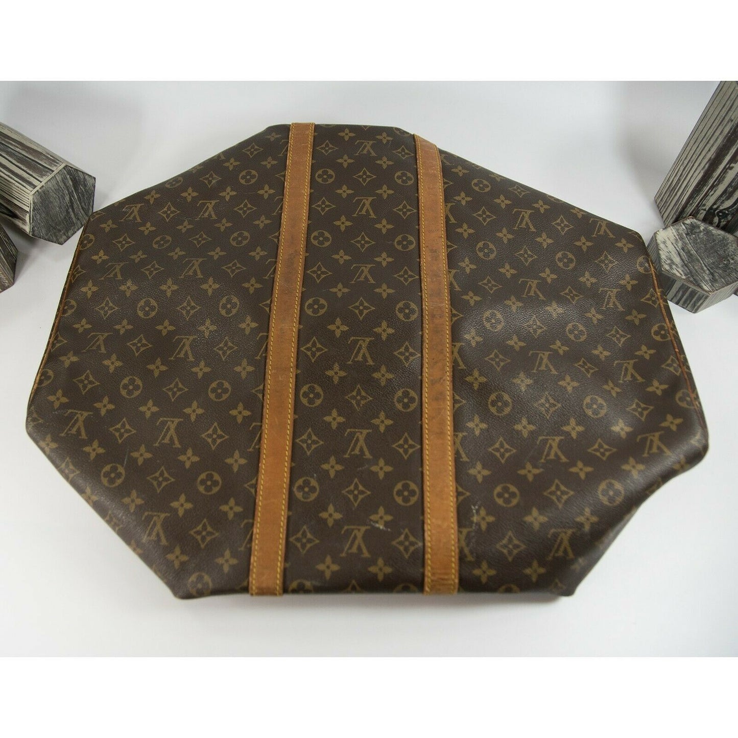 Louis Vuitton Brown Monogram KeepAll 45 Boston Travel Duffle Handbag Vintage