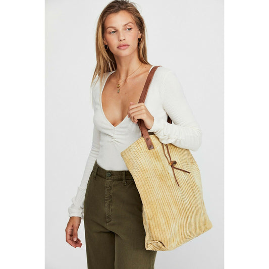 Free People We The Free Ivory Corduroy Large Tote Bag NWT