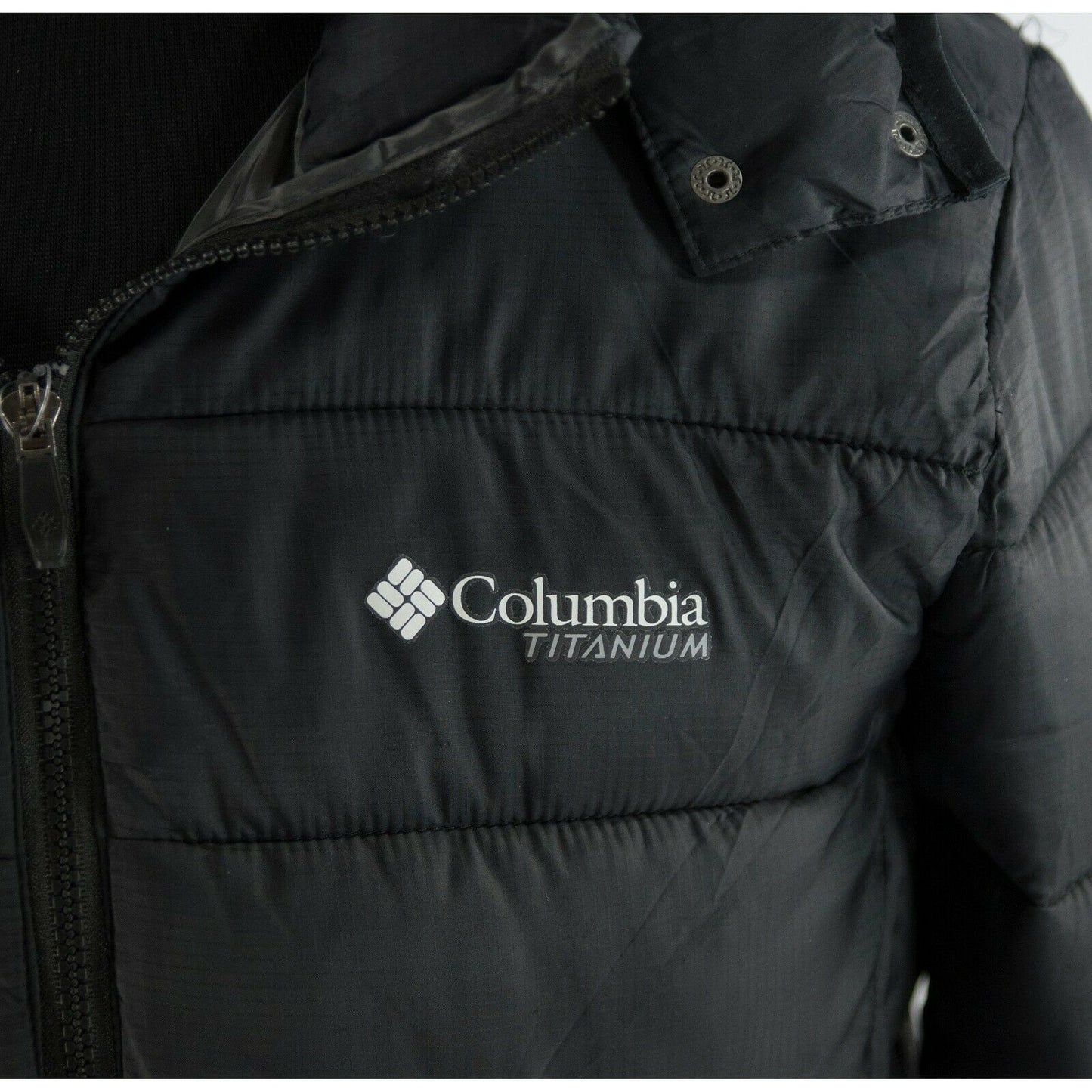 Columbia Black Nylon Titanium Powder Lite Hooded Goose Down Puffer Jacket M