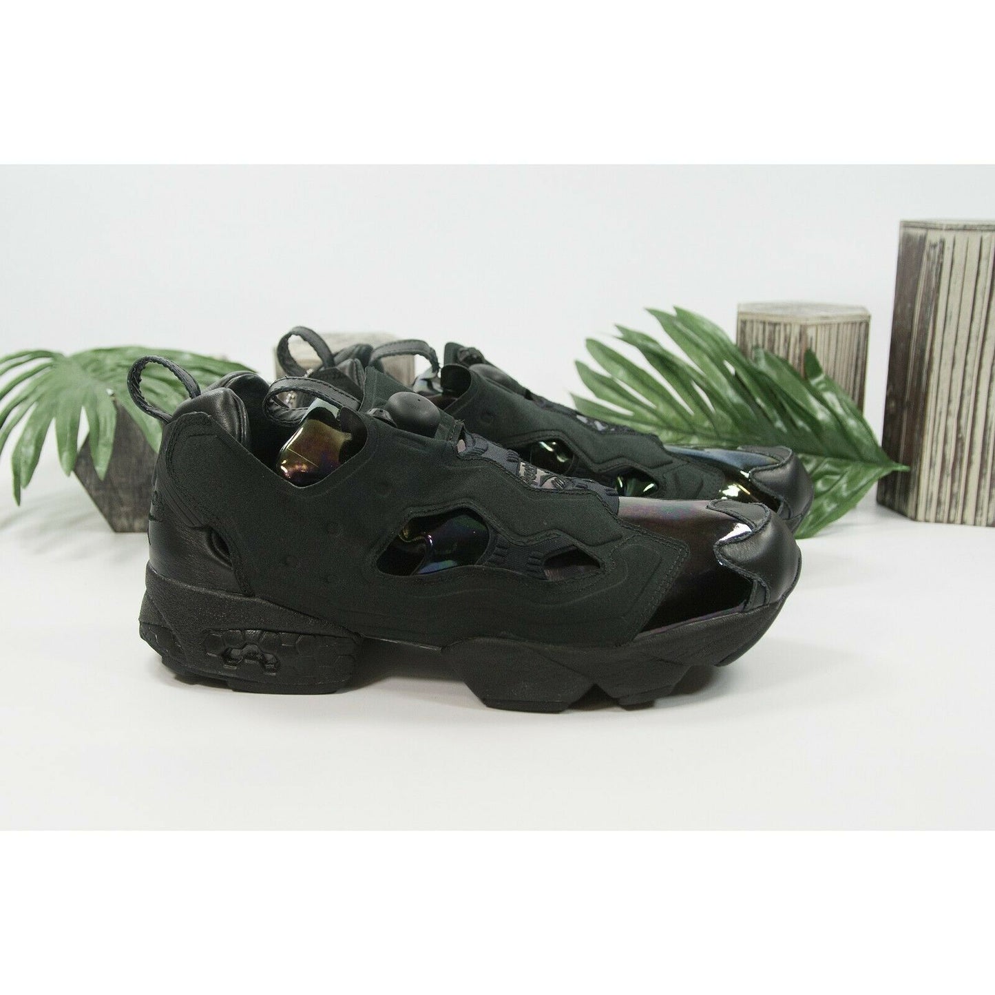 Sandro X Reebok Instapump Fury Black Oil Slick Iridescent Sneaker Shoes Size 10