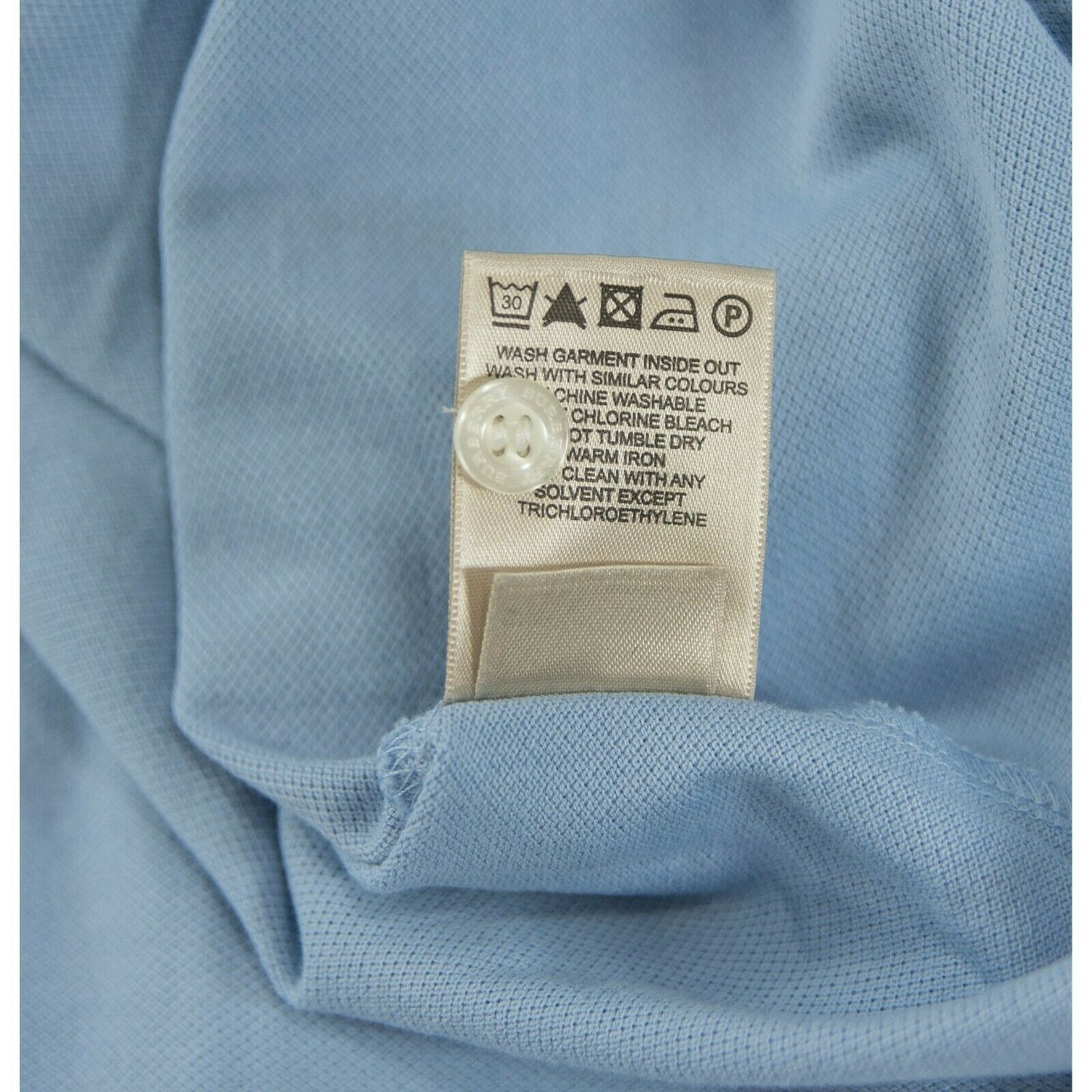 Burberry Pale Blue Waffle Weave Knit Polo Cotton Shirt M EUC