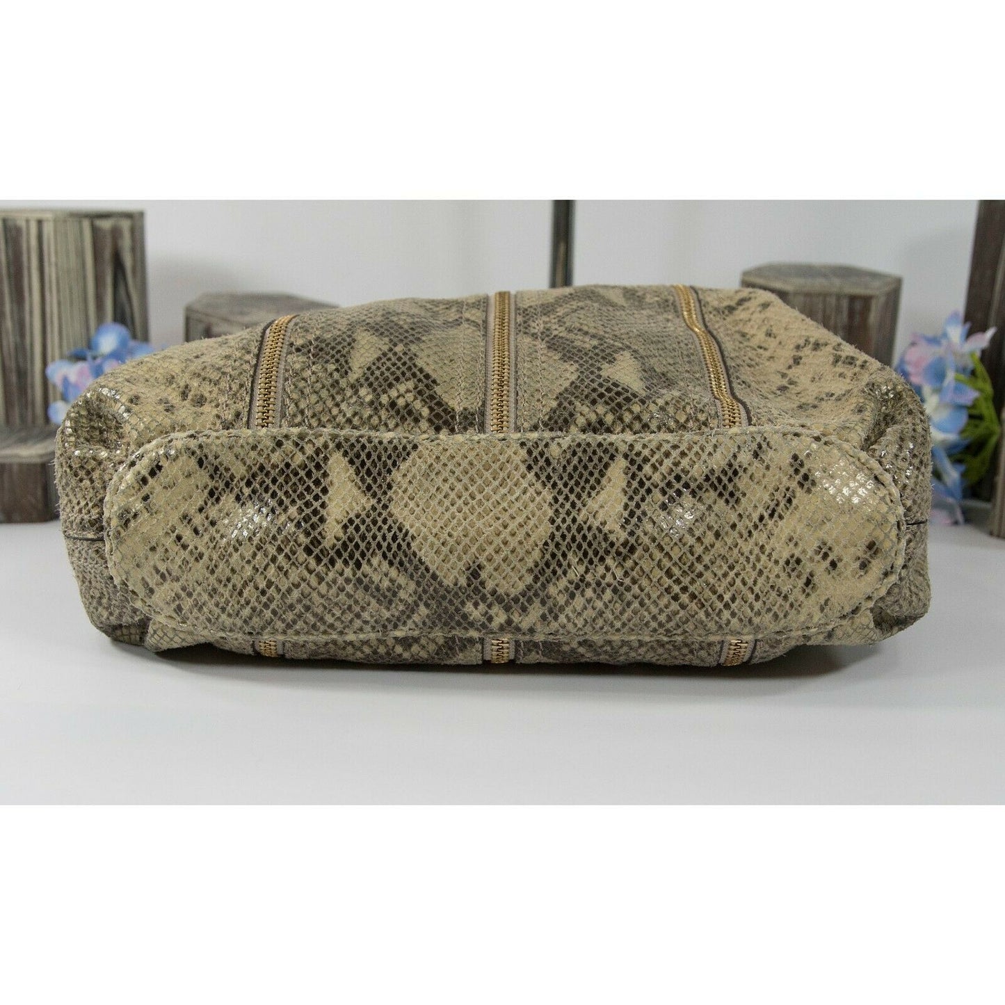 Michael Kors Sand Python Snake Leather Moxley Hobo Shoulder Bag GUC