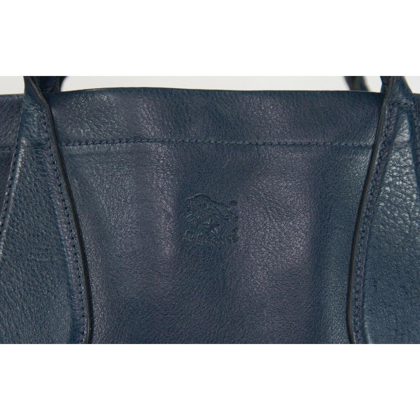 Il Bisonti Navy Blue Italian Leather Satchel Tote Bag EUC