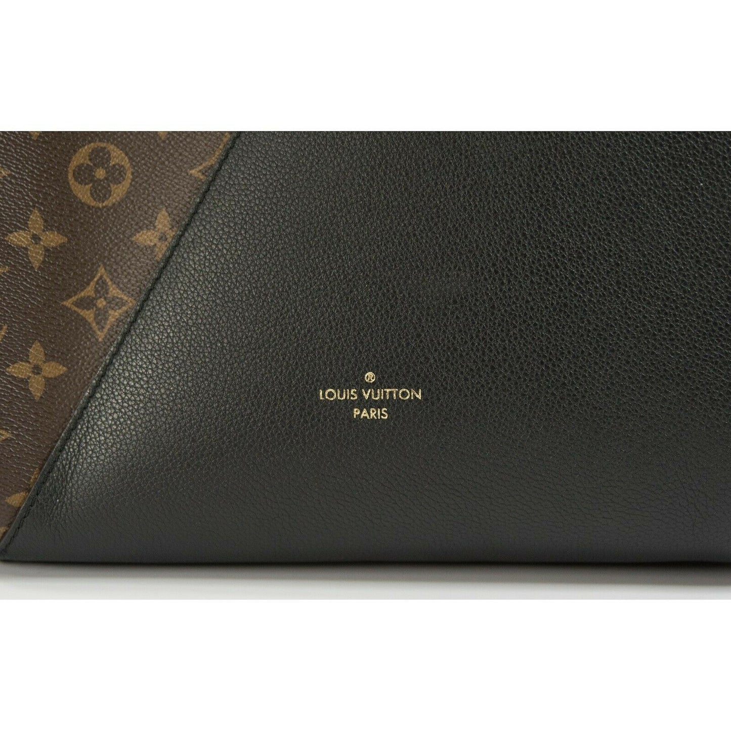 Louis Vuitton Brown Monogram Black Leather Kimono MM Tote Bag DU4155 EUC