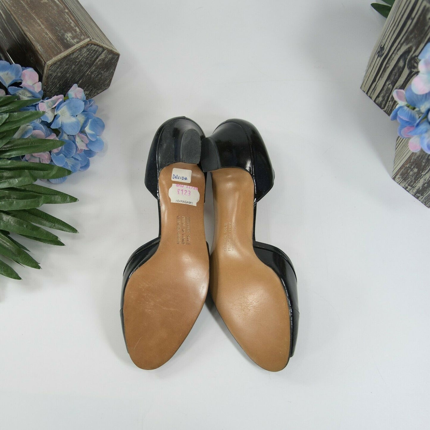 Salvatore Ferragamo Black Leather D'Orsay Shoes Heels 8 Narrow New No Box